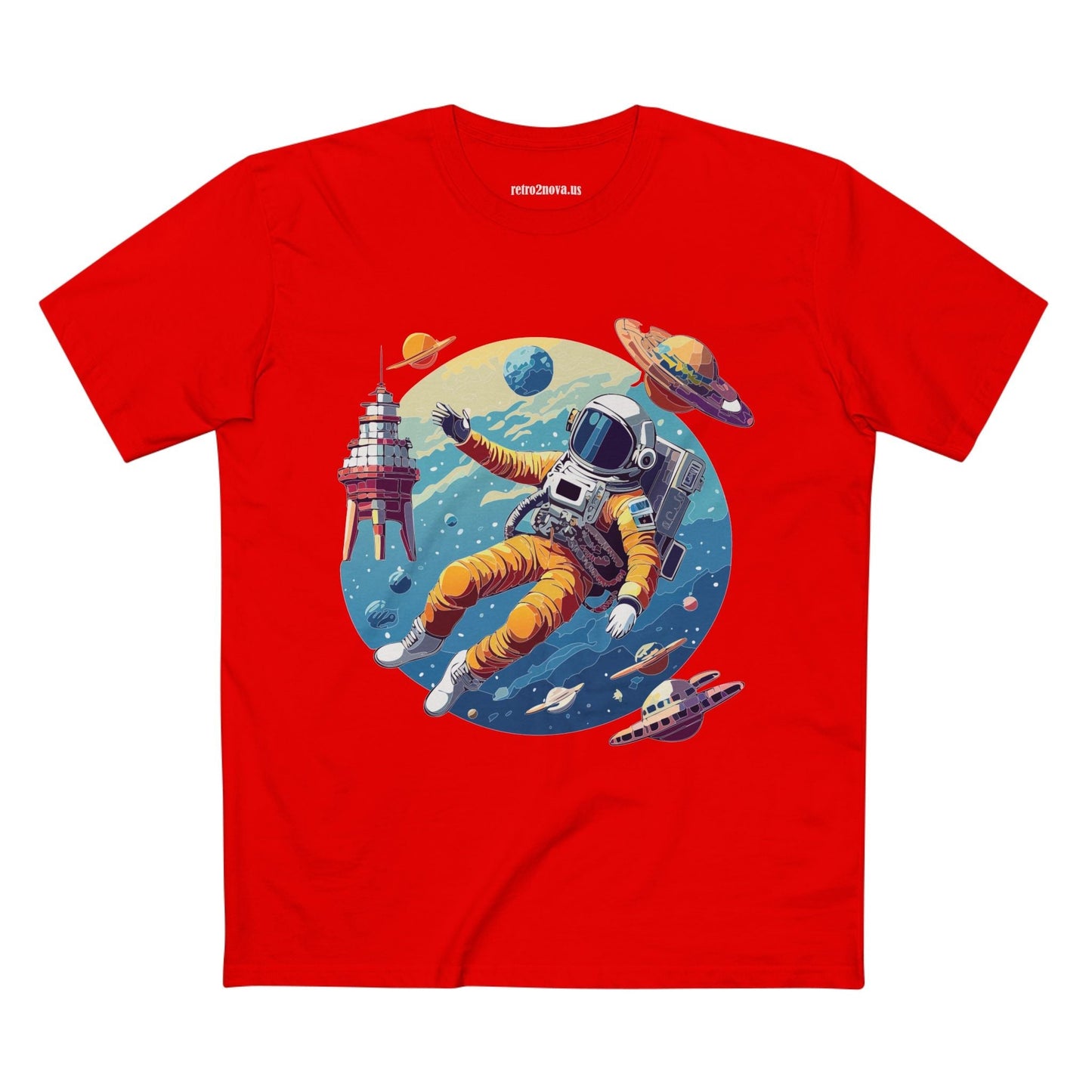 Cosmos Shirt Astronaut Art Unisex Premium Cotton Tee Retro2Nova Original Design Artwork