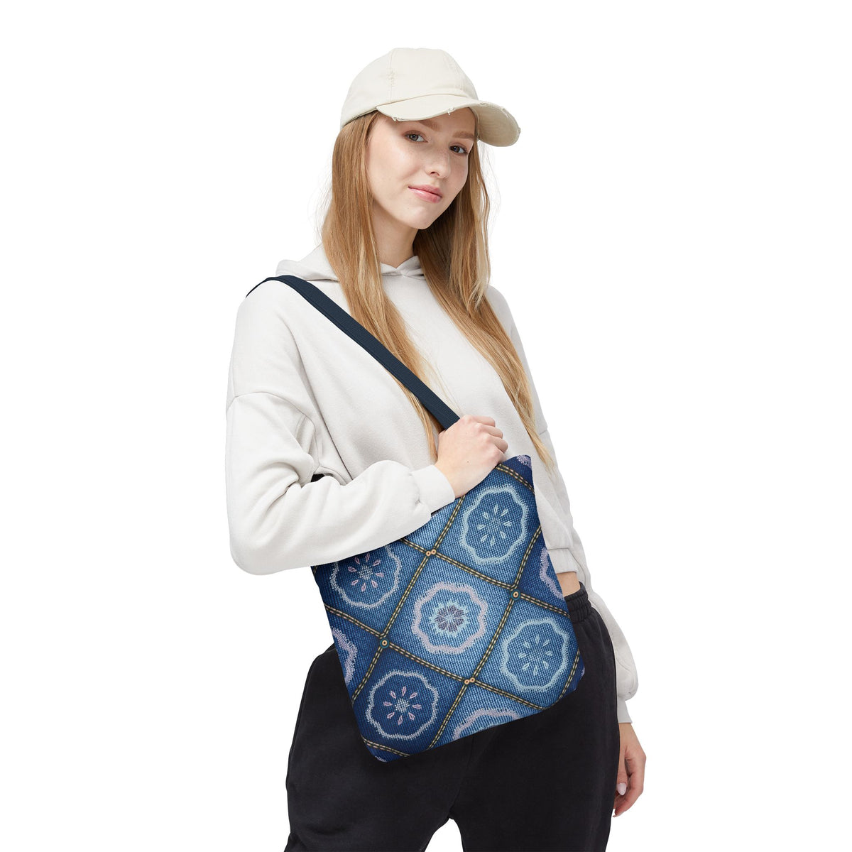 Denim Fabric Imitation Print Unisex Canvas Bag Poly Spun 3 Sizes Tote Bag 123