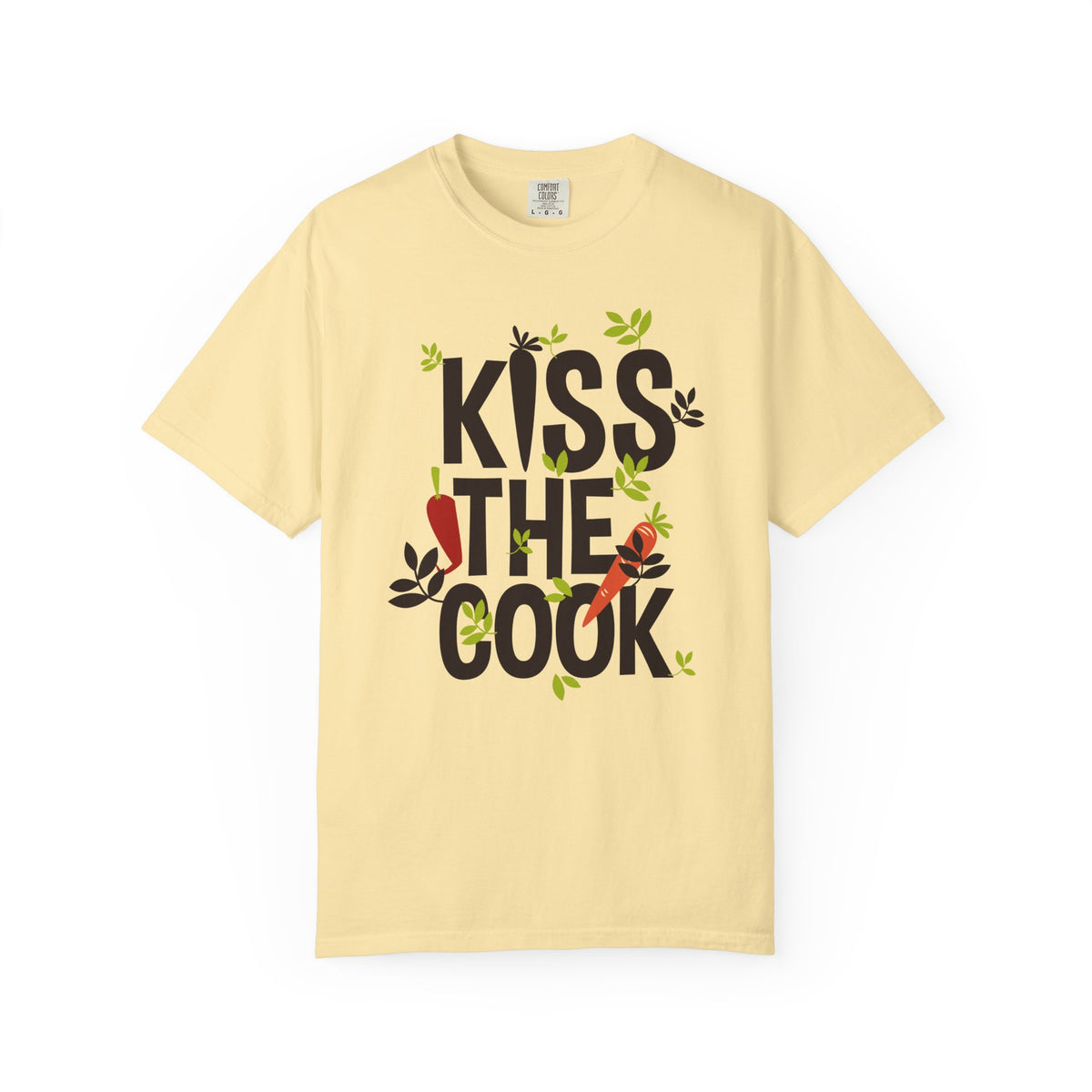 Kiss The Cook Chef Kitchen Cooking Graphic Unisex Comfort Colors Garment-Dyed Heavyweight 100 Cotton Art Design T-Shirt w6