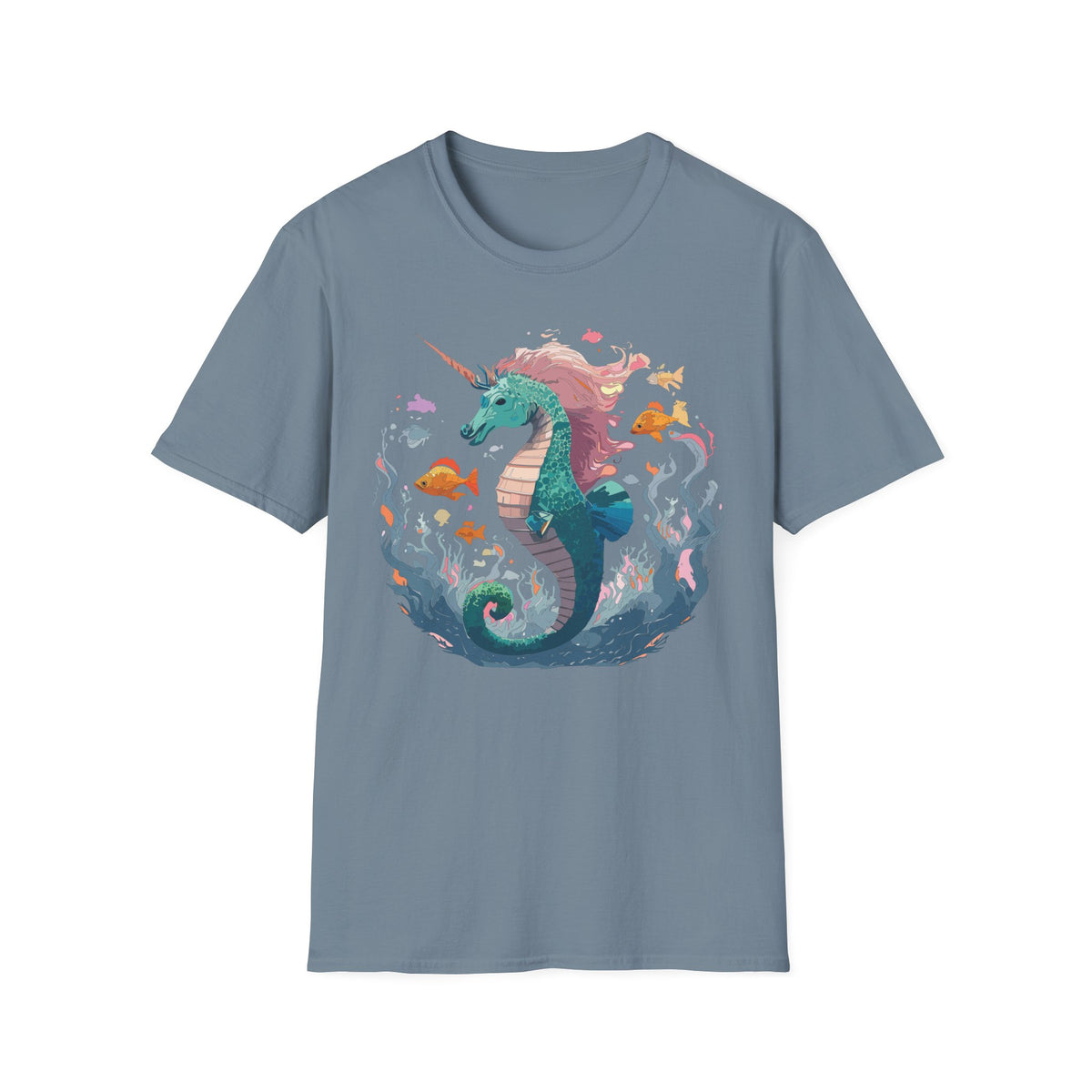 Sea Unicorn Seahorse Illustration T-Shirt | Mermaid Ocean Fantasy