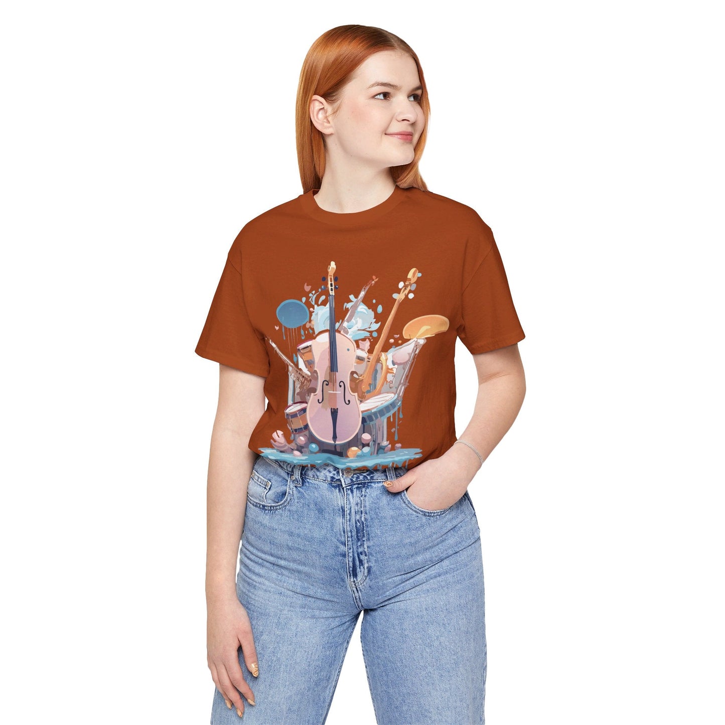 Music Graphic Unisex 100 Cotton Vintage Art with Musical Elements Tee 81