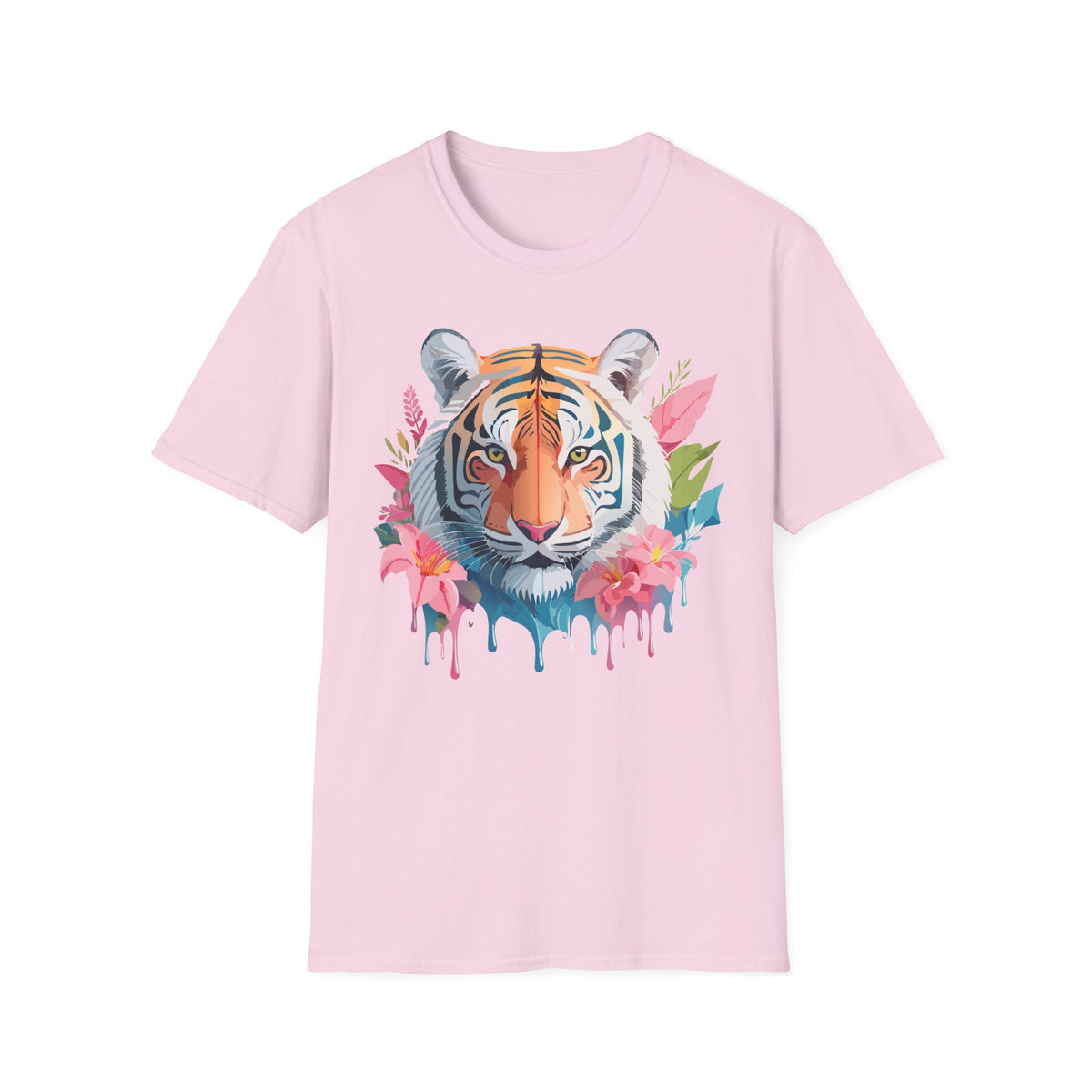 Watercolor Tiger Face T-Shirt | Floral Jungle Animal Tee