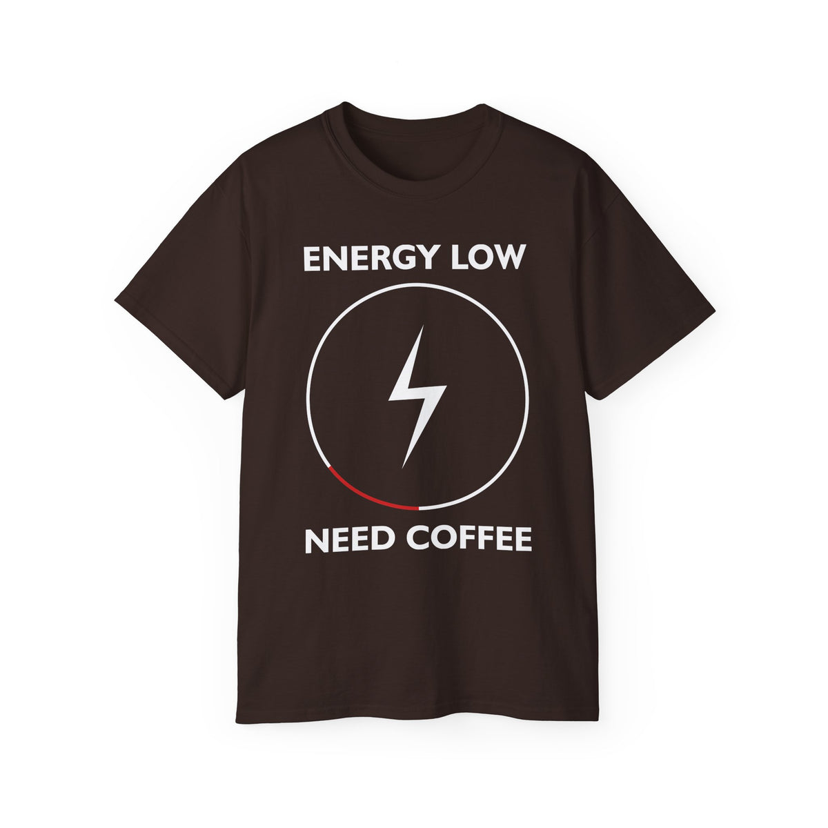 Energy Low Need Coffee T-Shirt | Battery Lightning Design