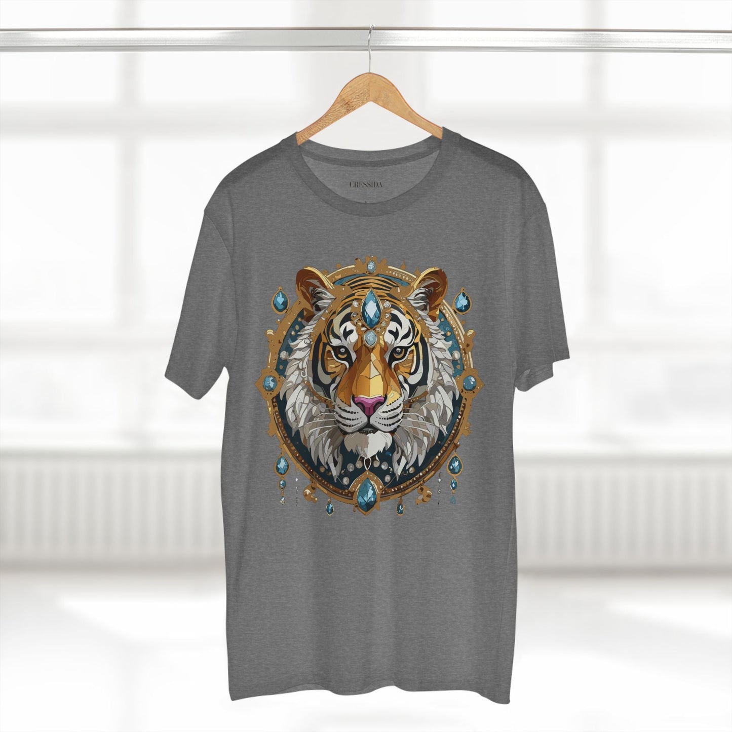 Tiger Graphic Unisex 100 Cotton Tee With Unique Animal Golden Medallion Art Design 51