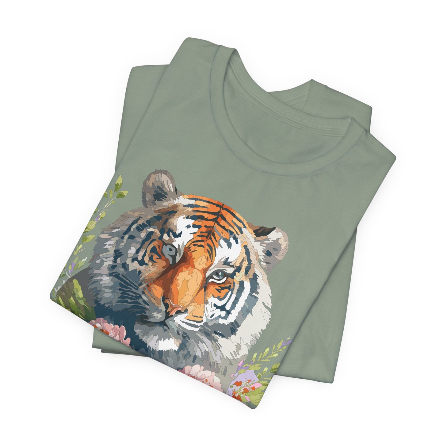 Floral Tiger Shirt, Animal Shirt, Tiger Tee, Unisex Tee, Floral T-shirt, T-Shirt with Animal