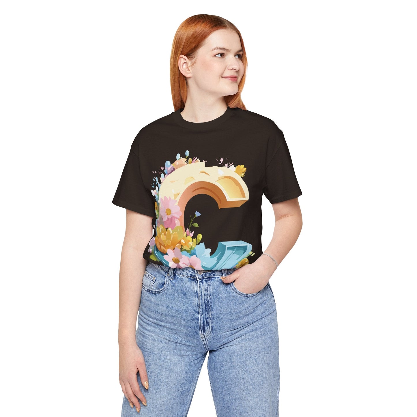 Letter C Graphic Tee Premium Unisex Vintage Art Design Shirt By Adelpha Short Sleeve