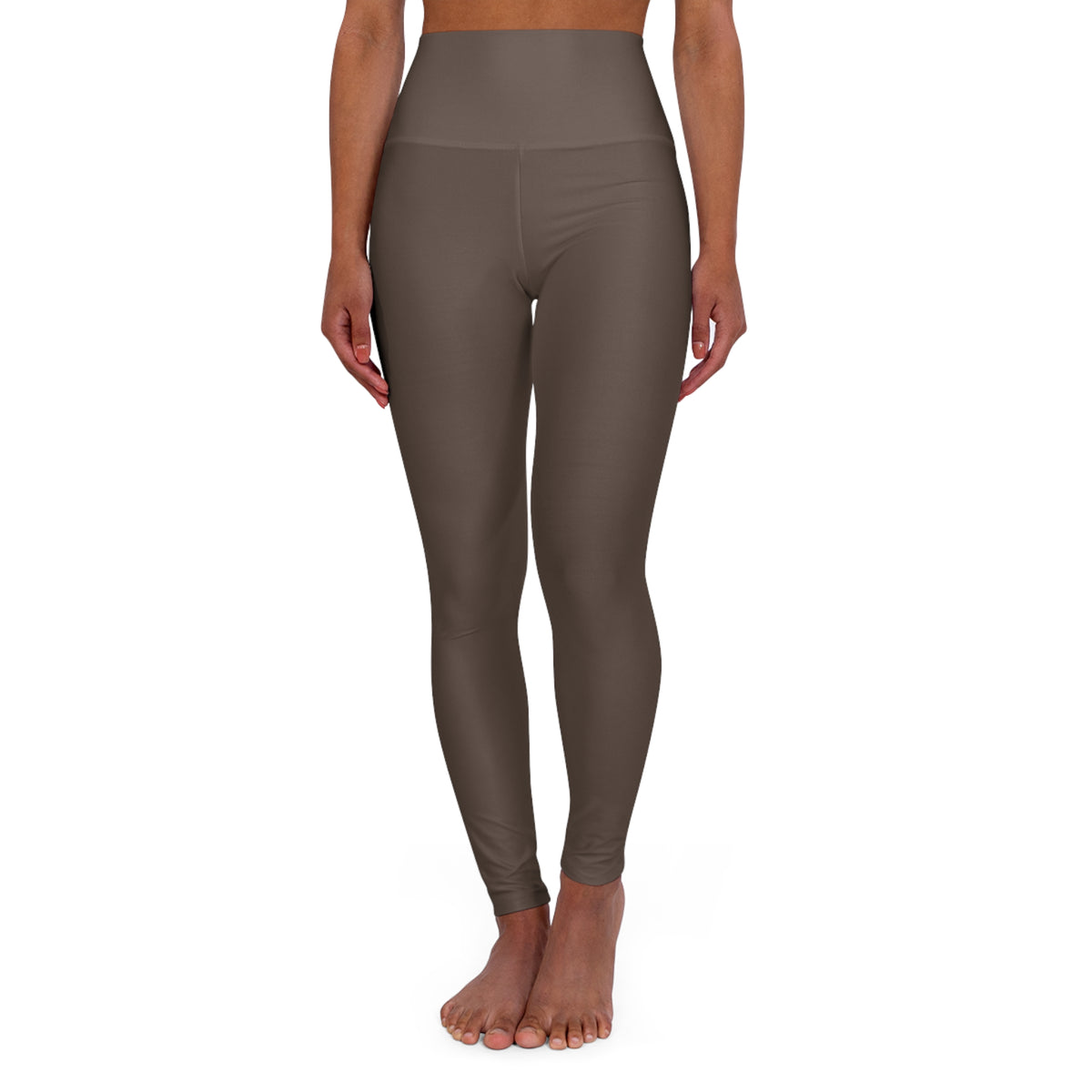 Ash Brown Women High-Waisted Yoga Leggings Seamless Sculpting Poly-Span Activewear