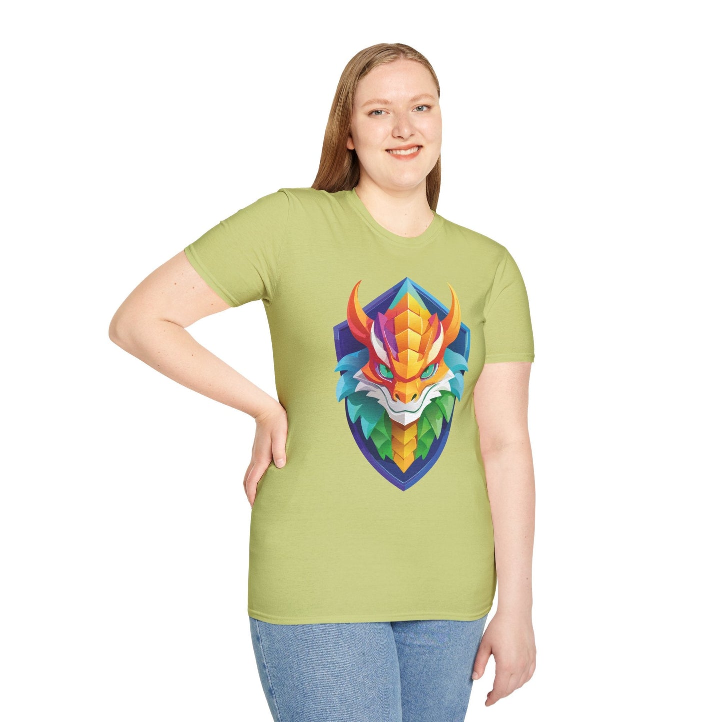 Unisex Dragon T Shirt Softstyle 64000 100 Percent Ring Spun Cotton Comfortable Tee
