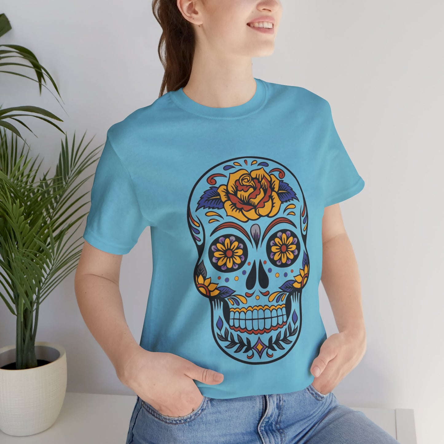 Unisex Cotton Tee Shirt with Skull