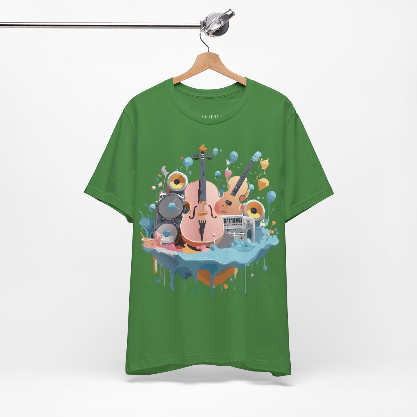 Music Graphic Unisex 100 Cotton Vintage Art with Musical Elements Tee 90