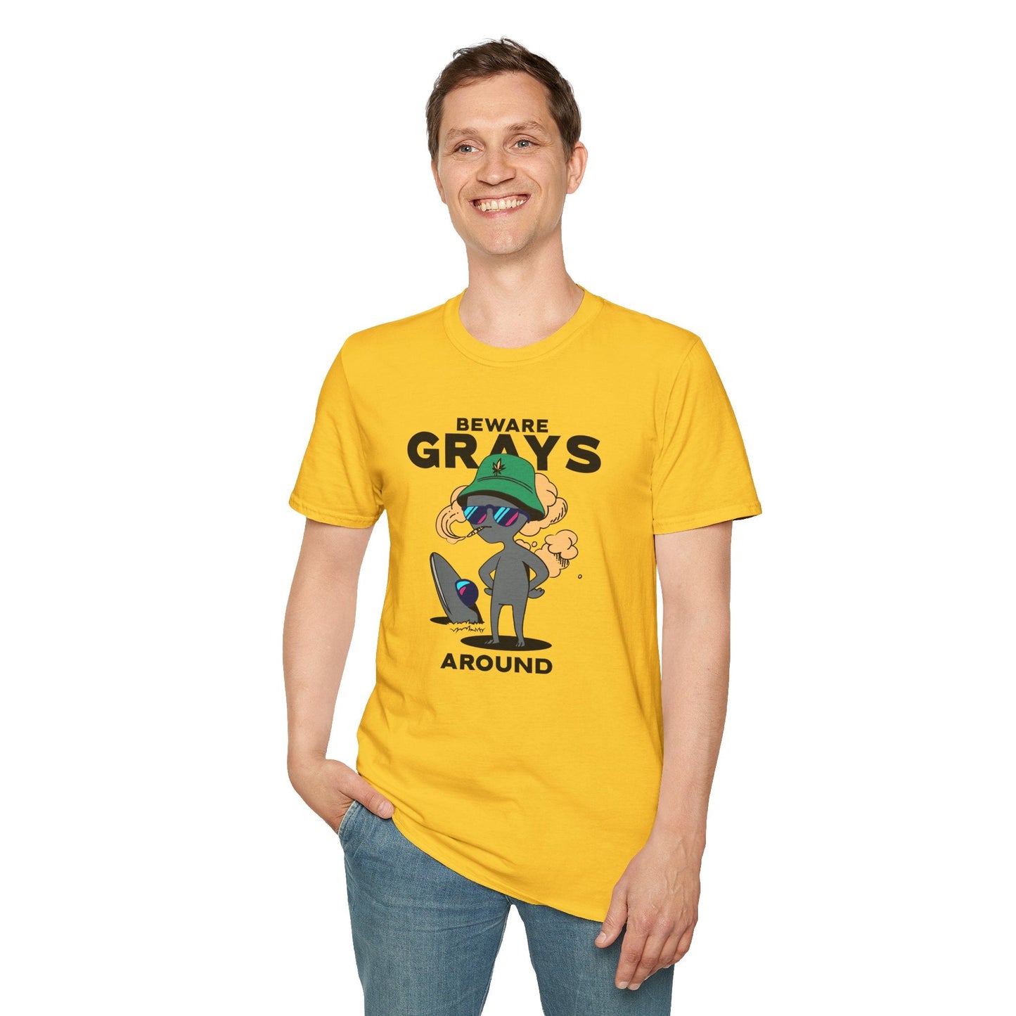Funny Aliens UFO Graphic Unisex Cotton T-Shirt  18