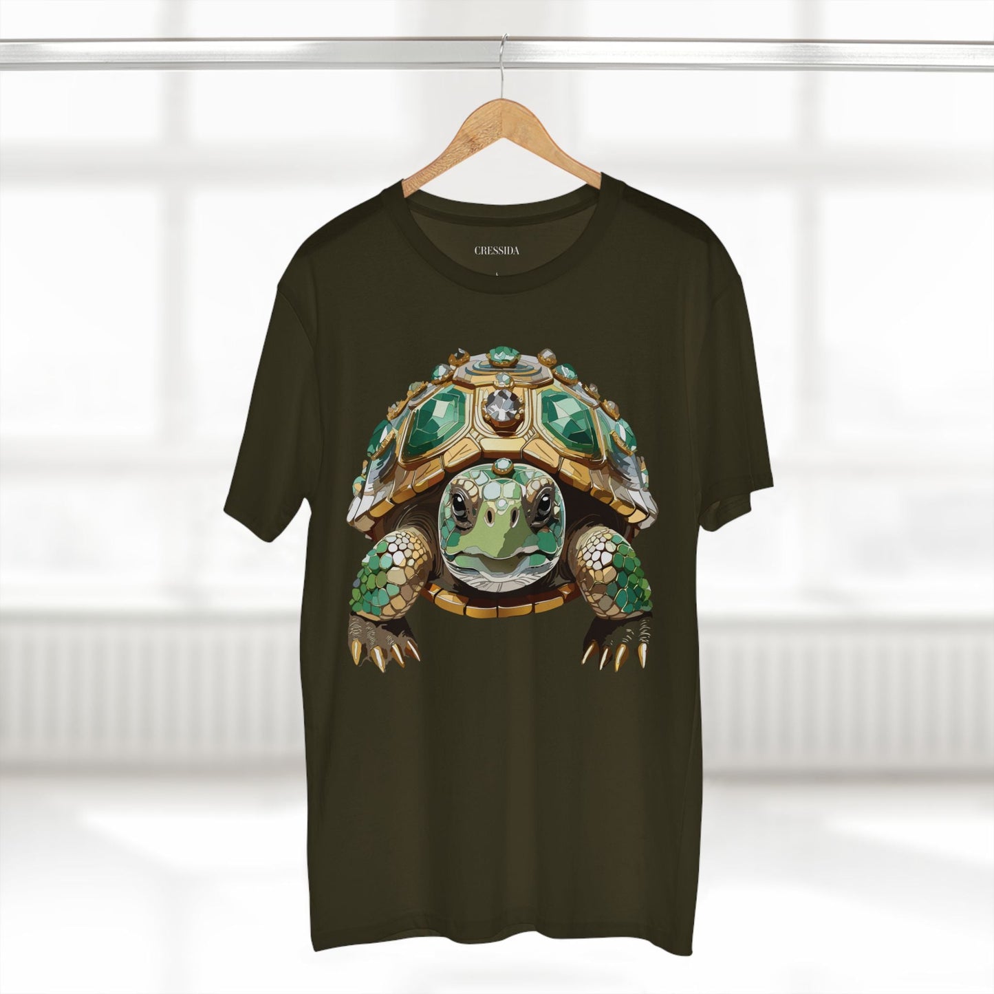 Turtle Graphic Unisex 100 Cotton Tee With Unique Animal Golden Medallion Art Design 31