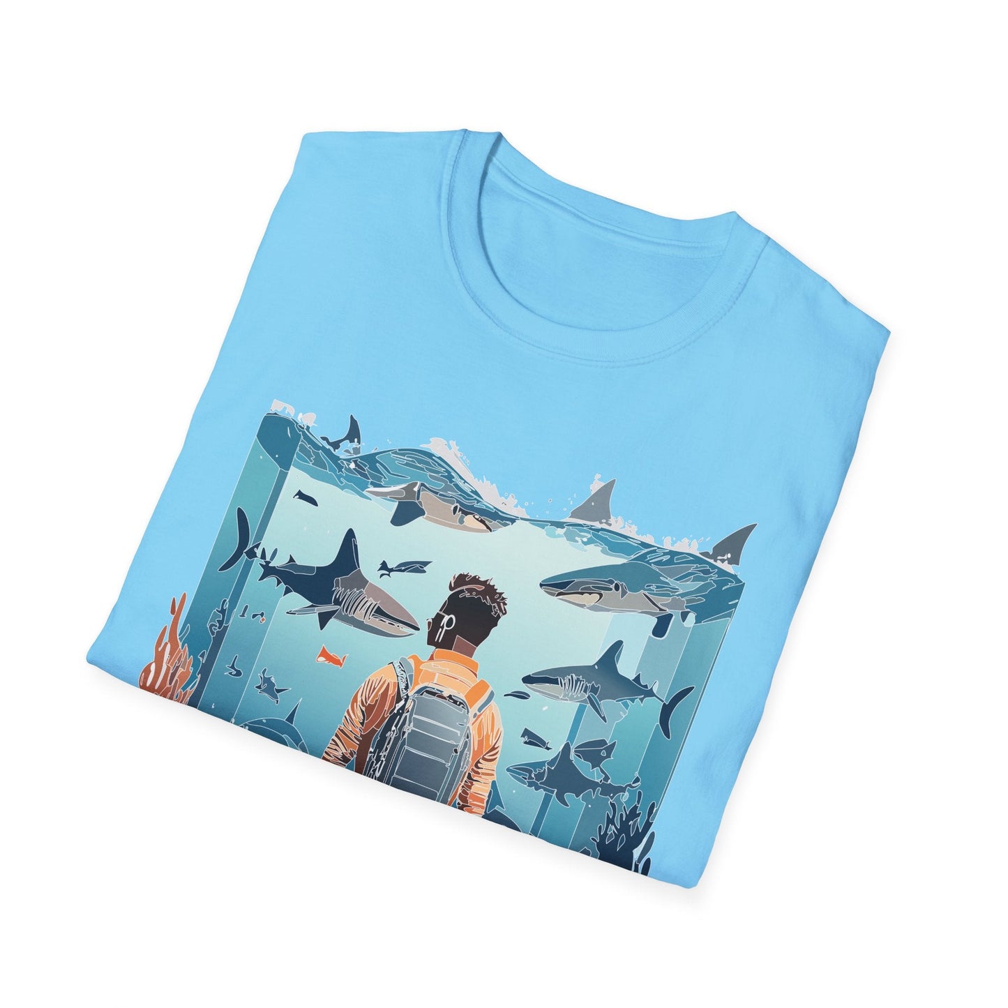 Ocean Themed Unisex Short Sleeve Tee Gildan Softstyle 64000 Ocean Inspired Art Design