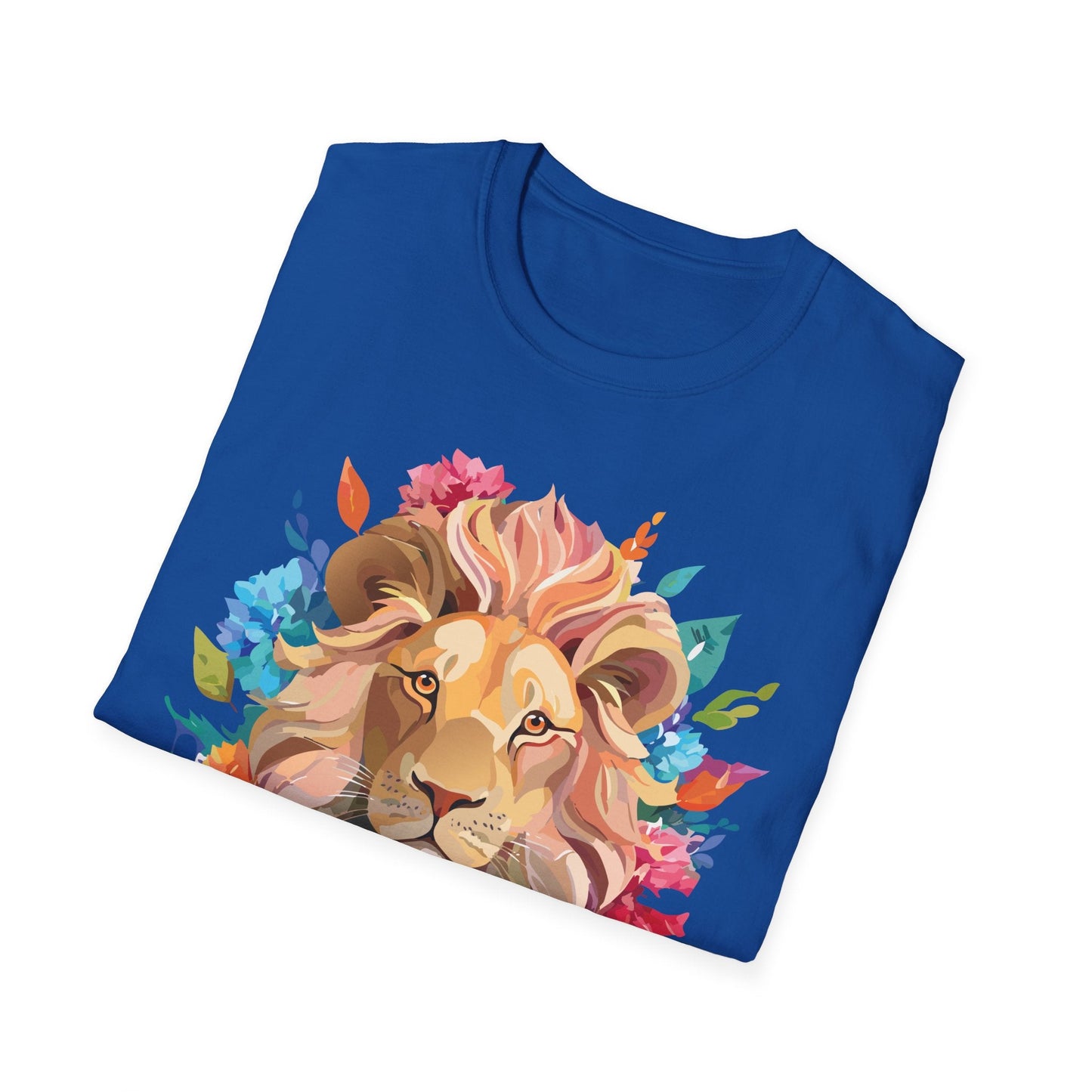 Lion Shirt Unisex Floral Lion Tee Gildan Softstyle 64000 Lightweight Cotton Tee
