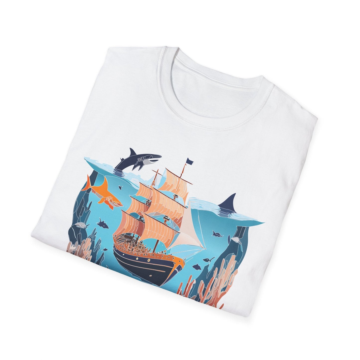 Ocean Tee Shirt Unisex Softstyle 64000 U Boat Design 100 Percent Ring Spun Cotton Tee