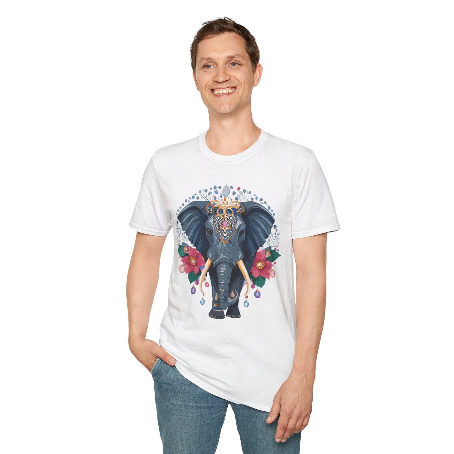Elephant Graphic T Shirt Unisex Cotton Tee Softstyle Gildan 64000 Elephant Design