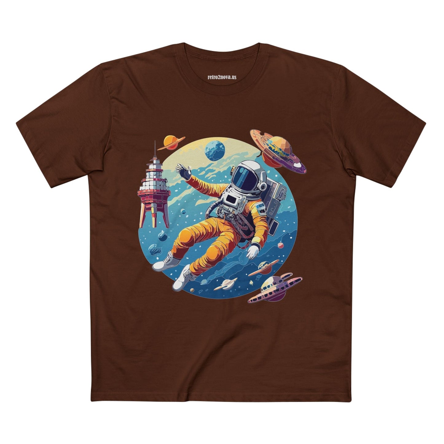 Cosmos Shirt Astronaut Art Unisex Premium Cotton Tee Retro2Nova Original Design Artwork