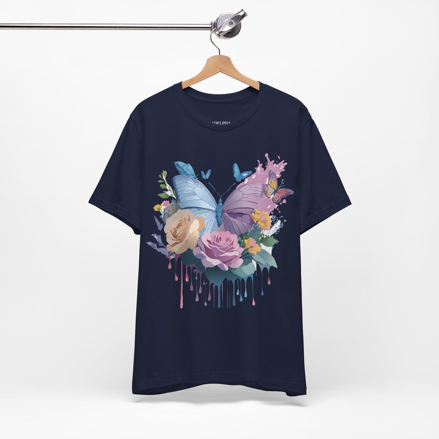 Butterfly Graphic Unisex 100 Cotton Lightweight Vintage Floral Design Jersey Tee 33
