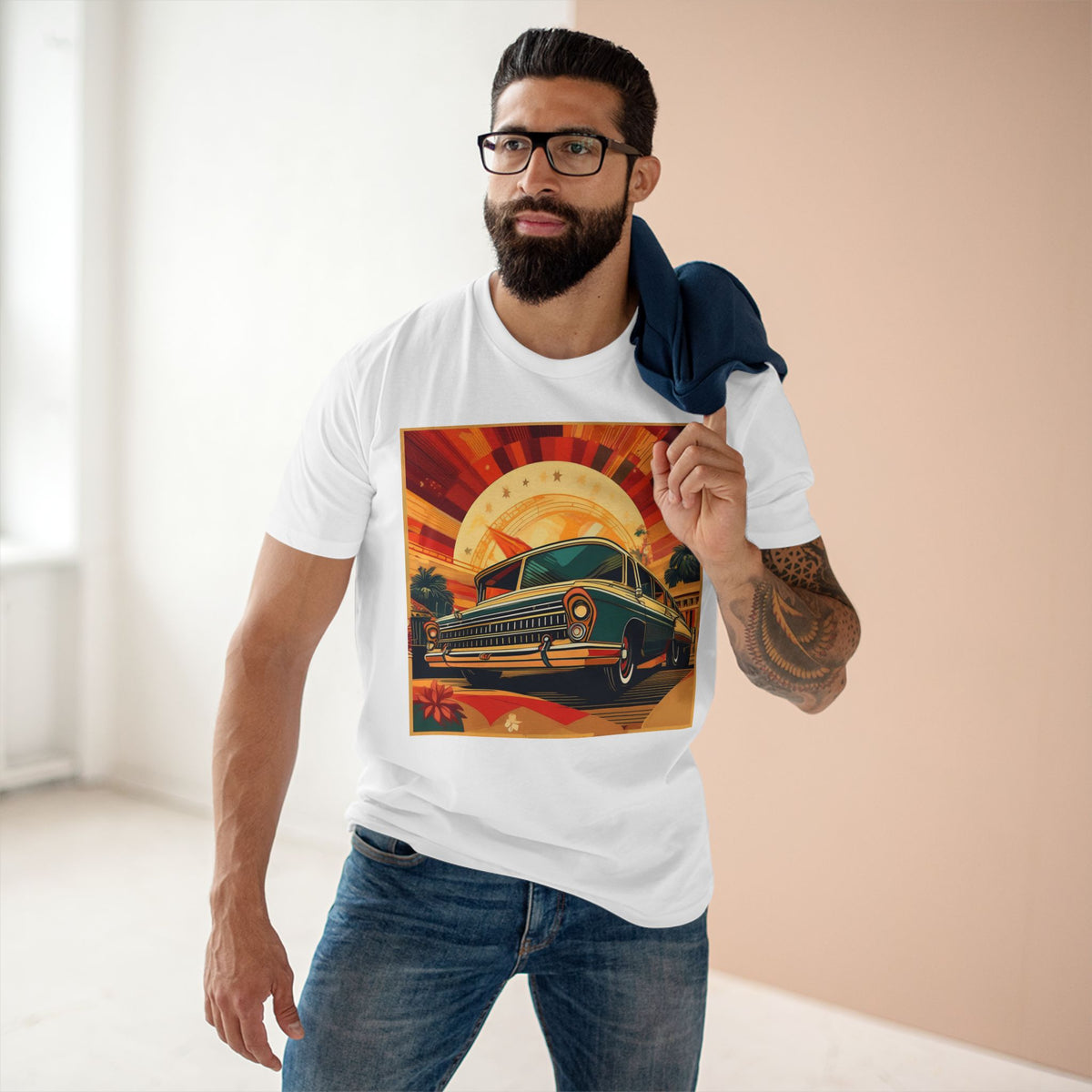 Retro Car Vintage Graphic Tee Staple Unisex 100 Cotton Tee Shirt - RC-17
