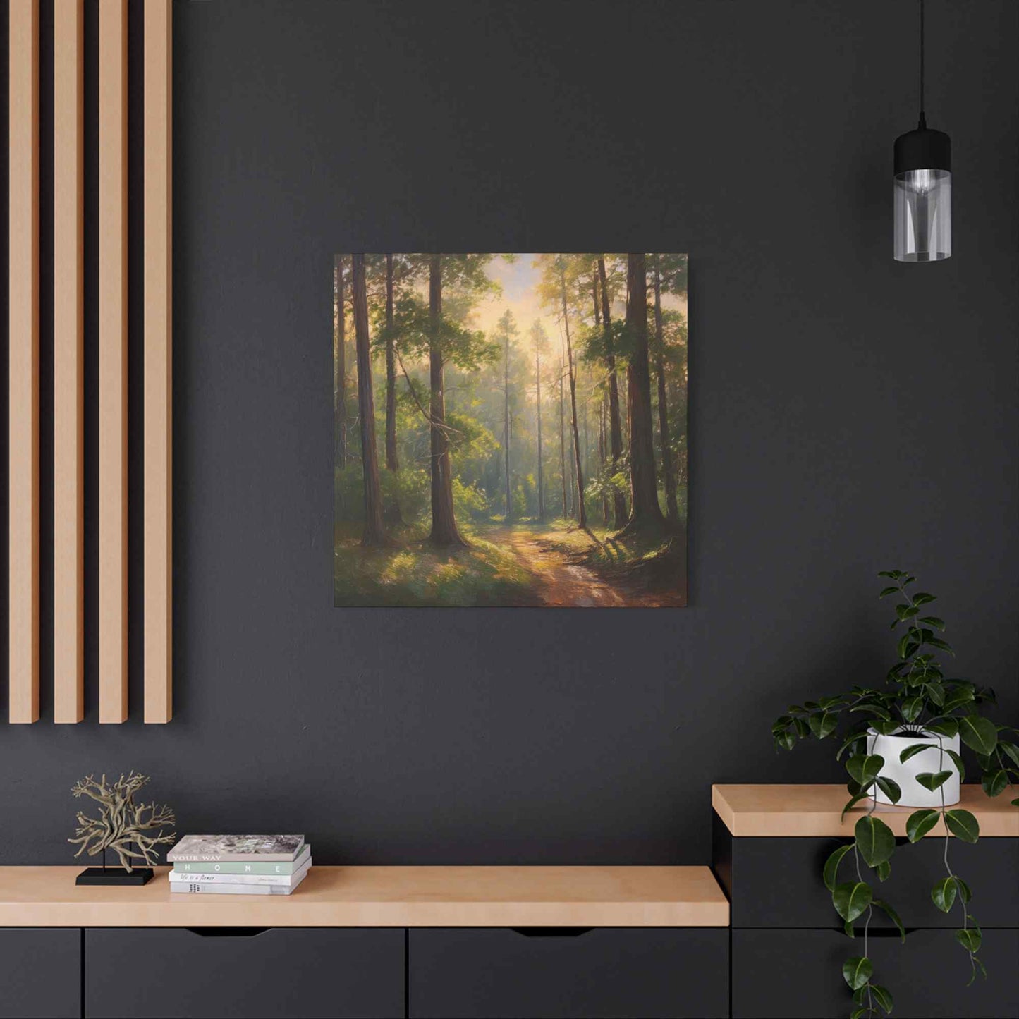 Forest Print Canvas, Trees Oil Paint Print 20x20, 24x24, 30x30, 32x32, 36x36 Art Design Print Pine-Wood Inner Frame MC-70