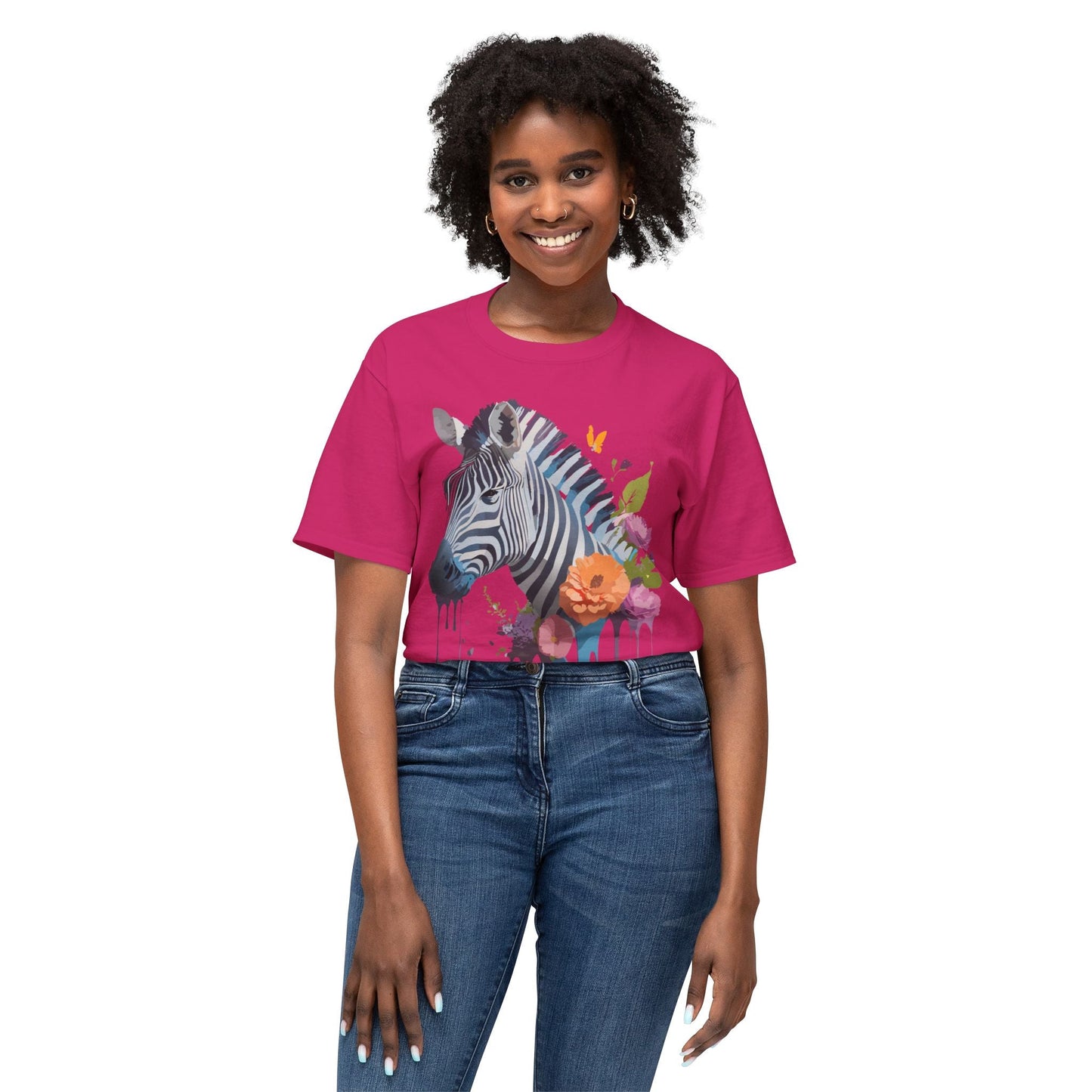 Unisex Zebra Art T Shirt With Full Color Print HD Cotton Tee Made In USA For Everyday Style