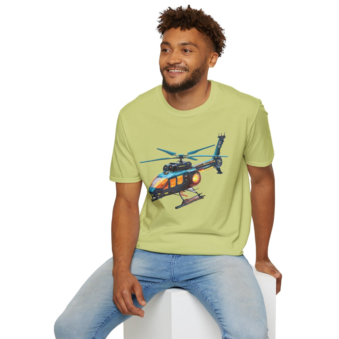 Chopper Helicopter Graphic Unisex Cotton Softstyle Short Sleeve Tee 1