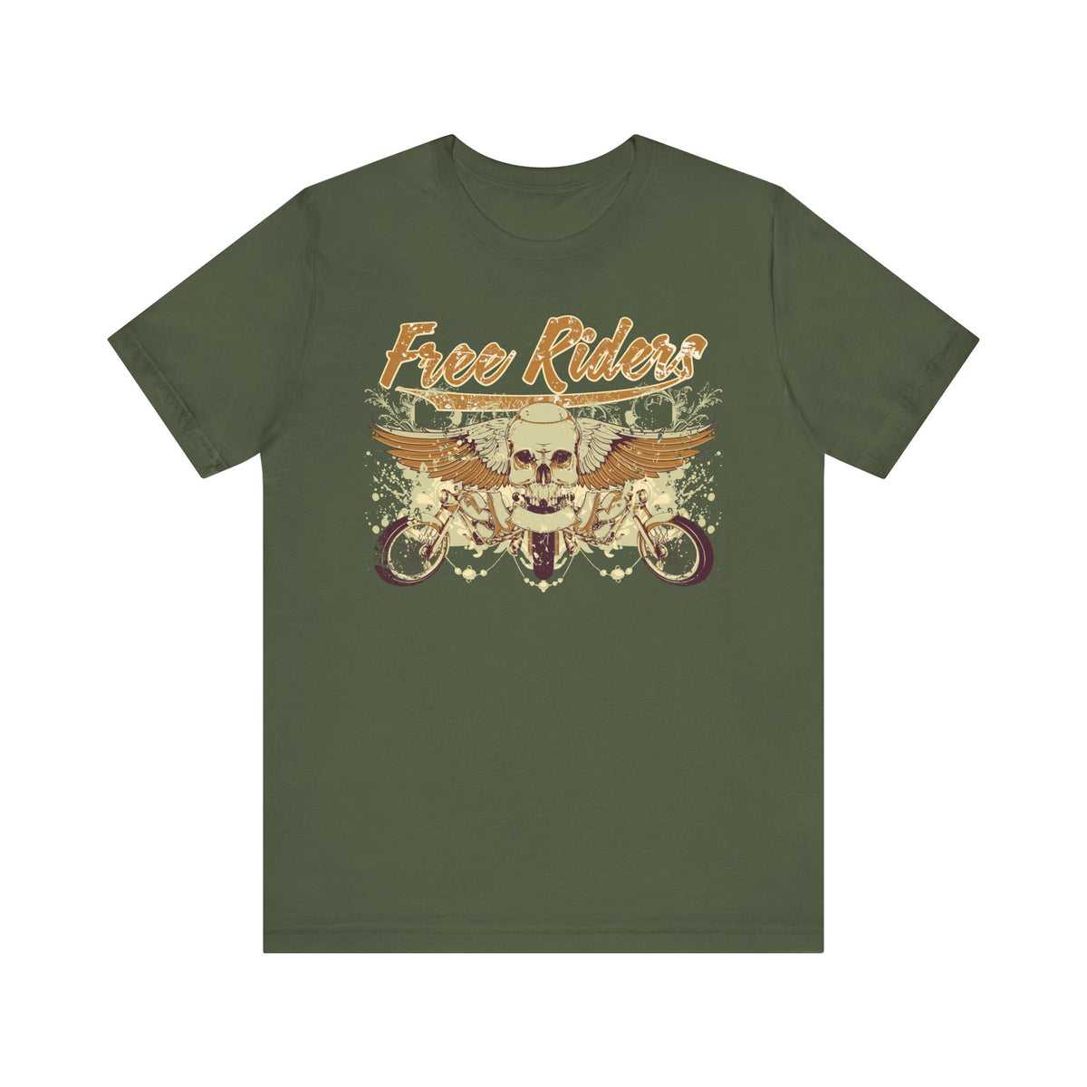 Free Riders Skull Motorcycle Tee Biker Graphic Art Design T-Shirt A-1