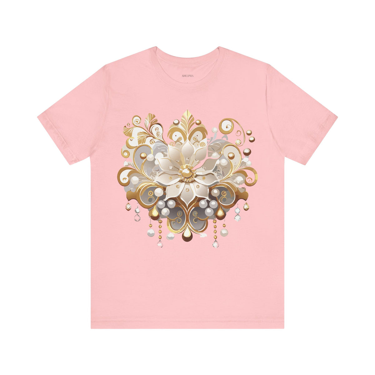 Jewelry Graphic Unisex Cotton Bella+Canvas Tee with Gemstones Art Design m27