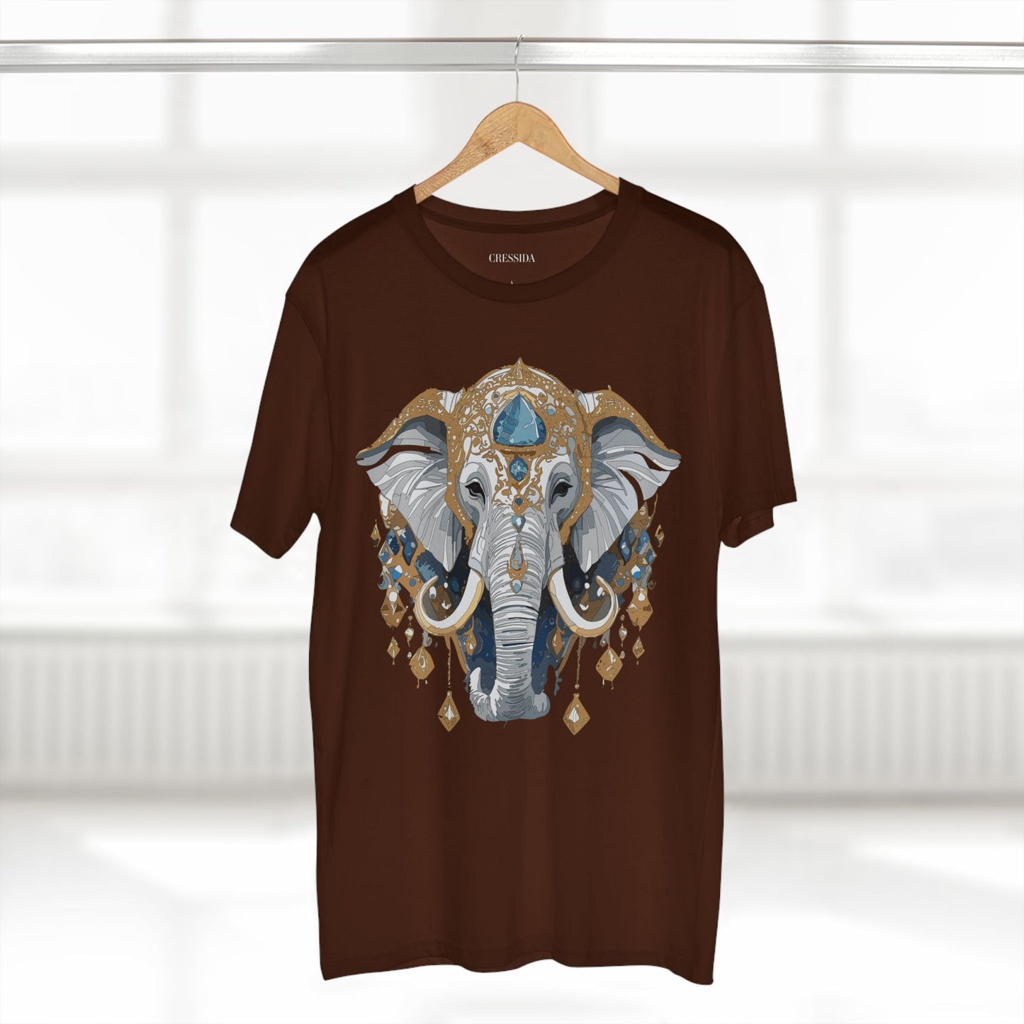 Elephant Graphic Unisex 100 Cotton Tee With Unique Animal Golden Medallion Art Design 40