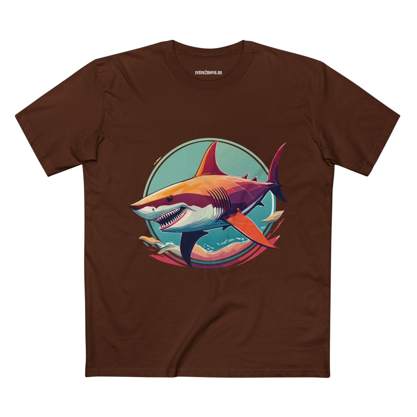 Unisex Animals Shark Shirt Premium Cotton Staple Tee With Original Art Design By Retro2Nova From Exclusive Art Collection
