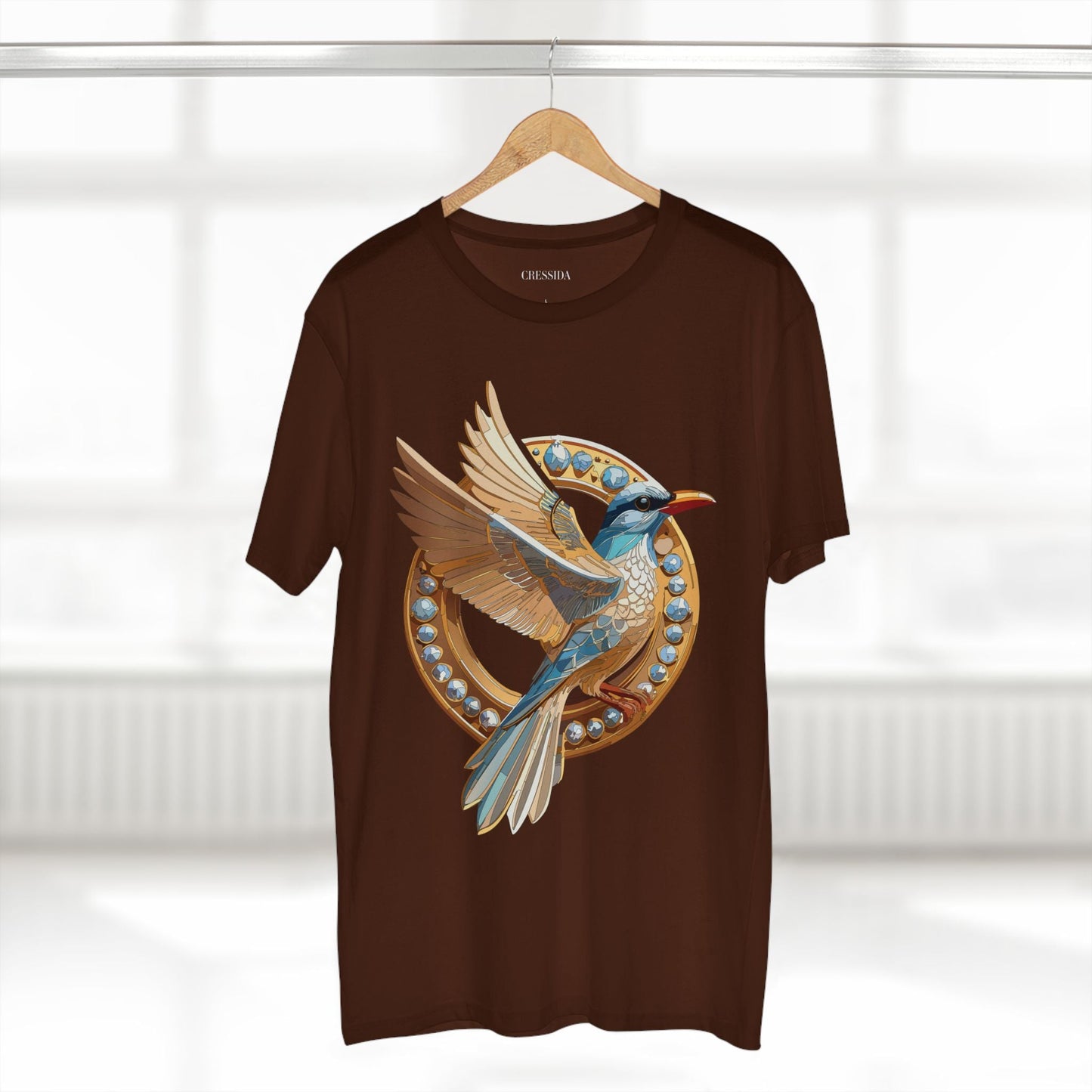 Bird Graphic Unisex 100 Cotton Tee With Unique Animal Golden Medallion Art Design 20