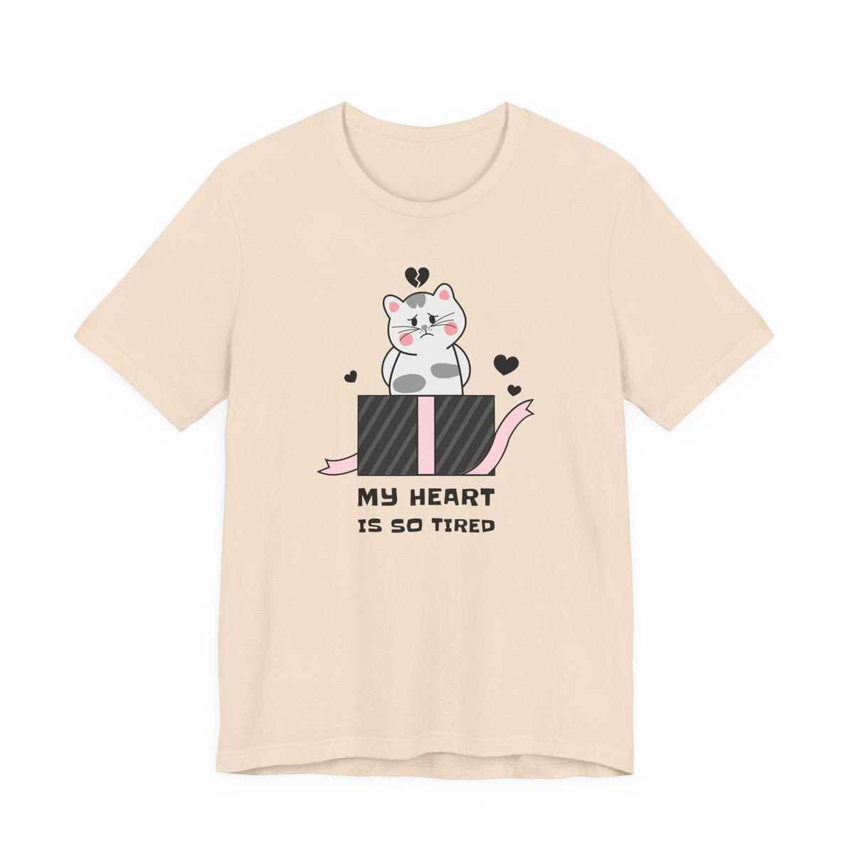 Cat Heart  Love Graphic Tee Shirt - Bella+Canvas Unisex 100 Cotton