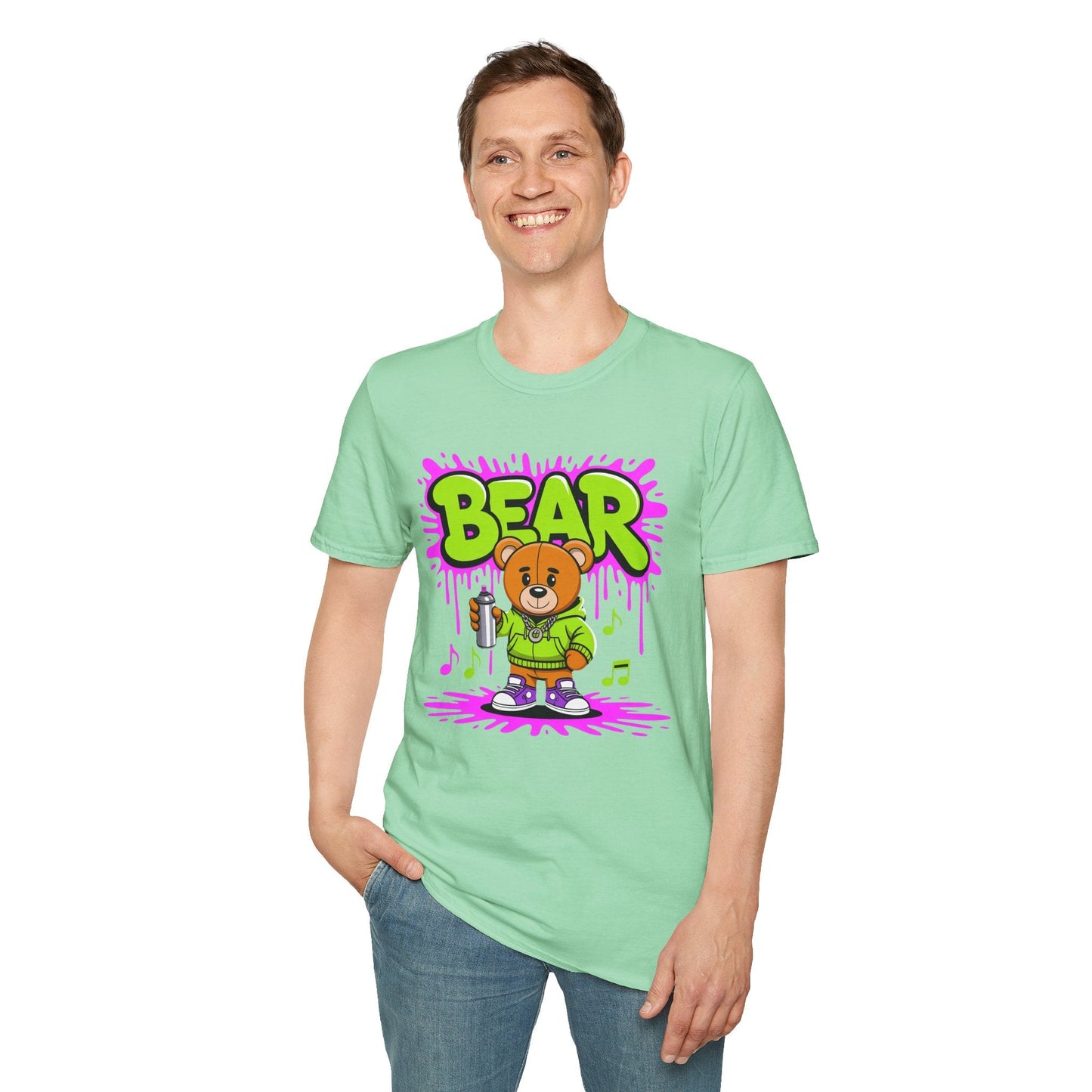 Unisex Cartoon T Shirt With Funny Animals Print Gildan Softstyle 64000 Tee Comfortable Everyday Wear