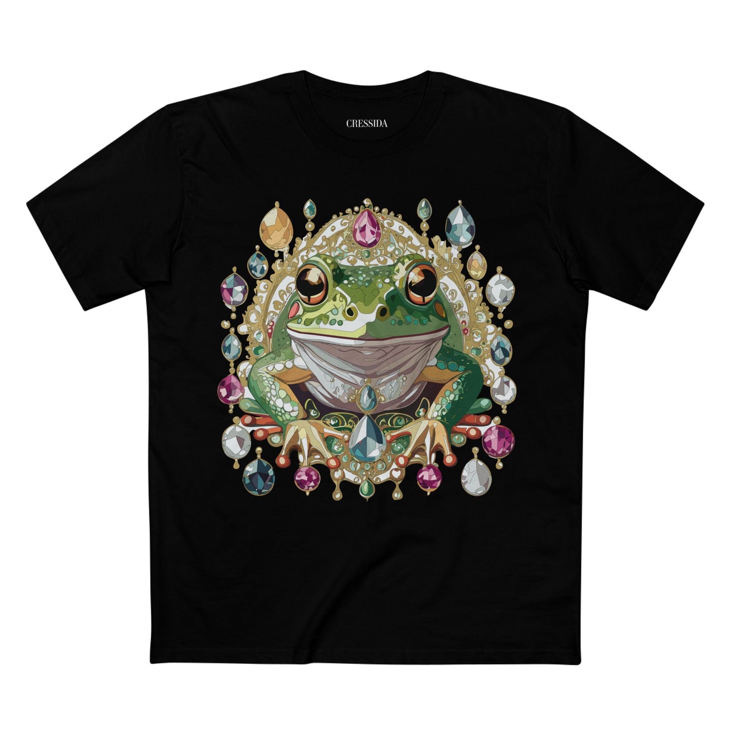 Frog Graphic Unisex 100 Cotton Tee With Unique Animal Golden Medallion Art Design 27