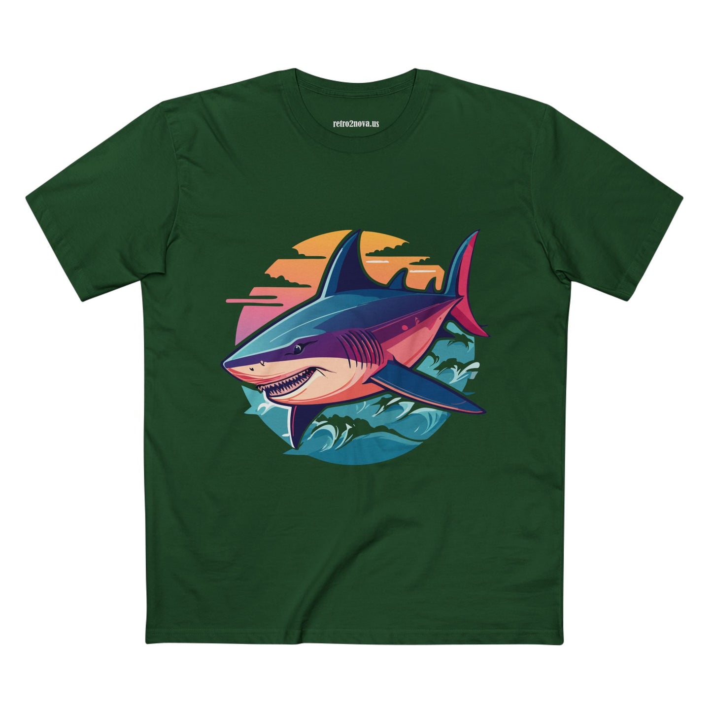 Shark Animal Shirt Unisex Premium Cotton Tee With Original Art Design From Retro2Nova Art Collection Breathable Everyday