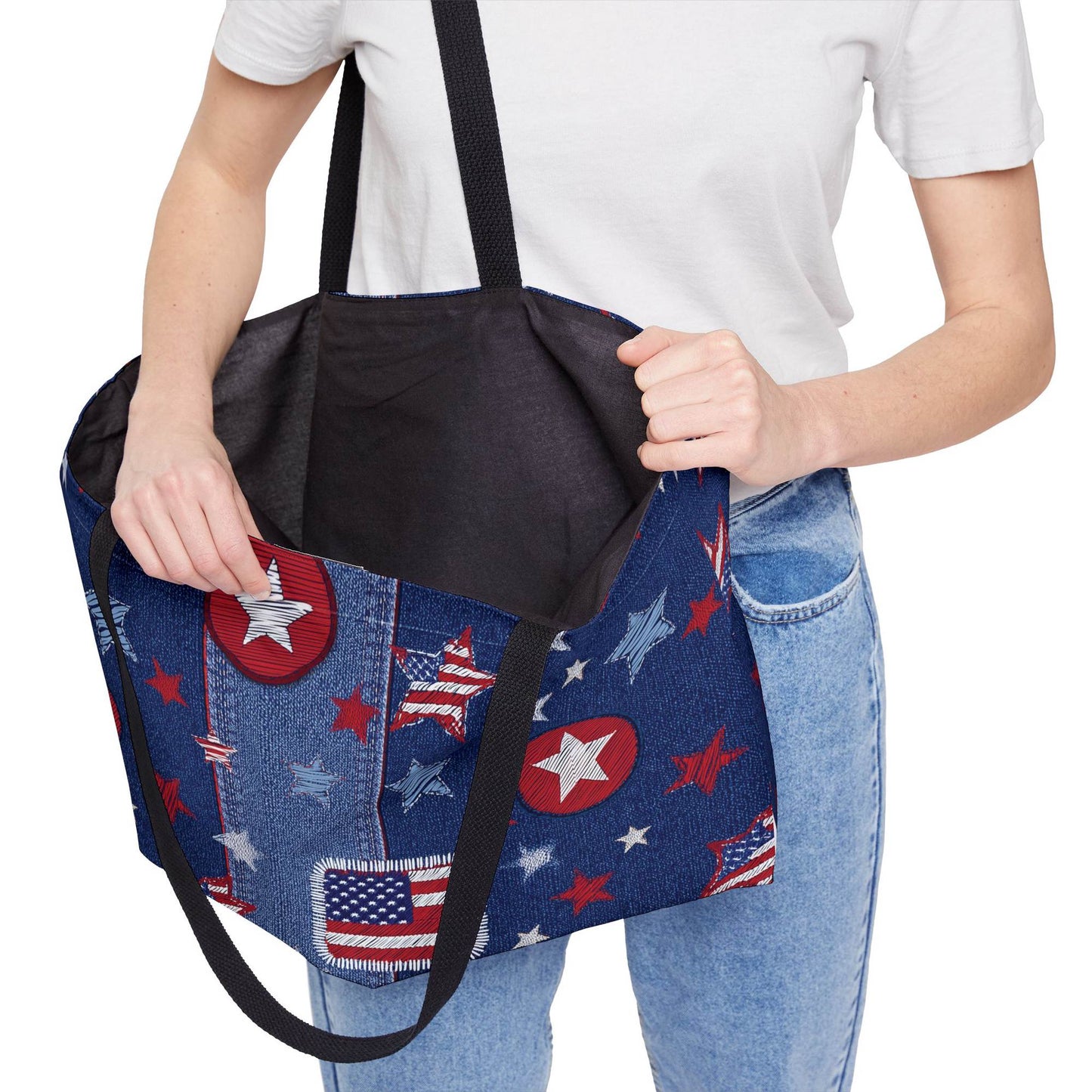 4th of July Denim Color Imitation Print Unisex  Yoga Bag  Spun Poly 24x13 Canvas Bag 66