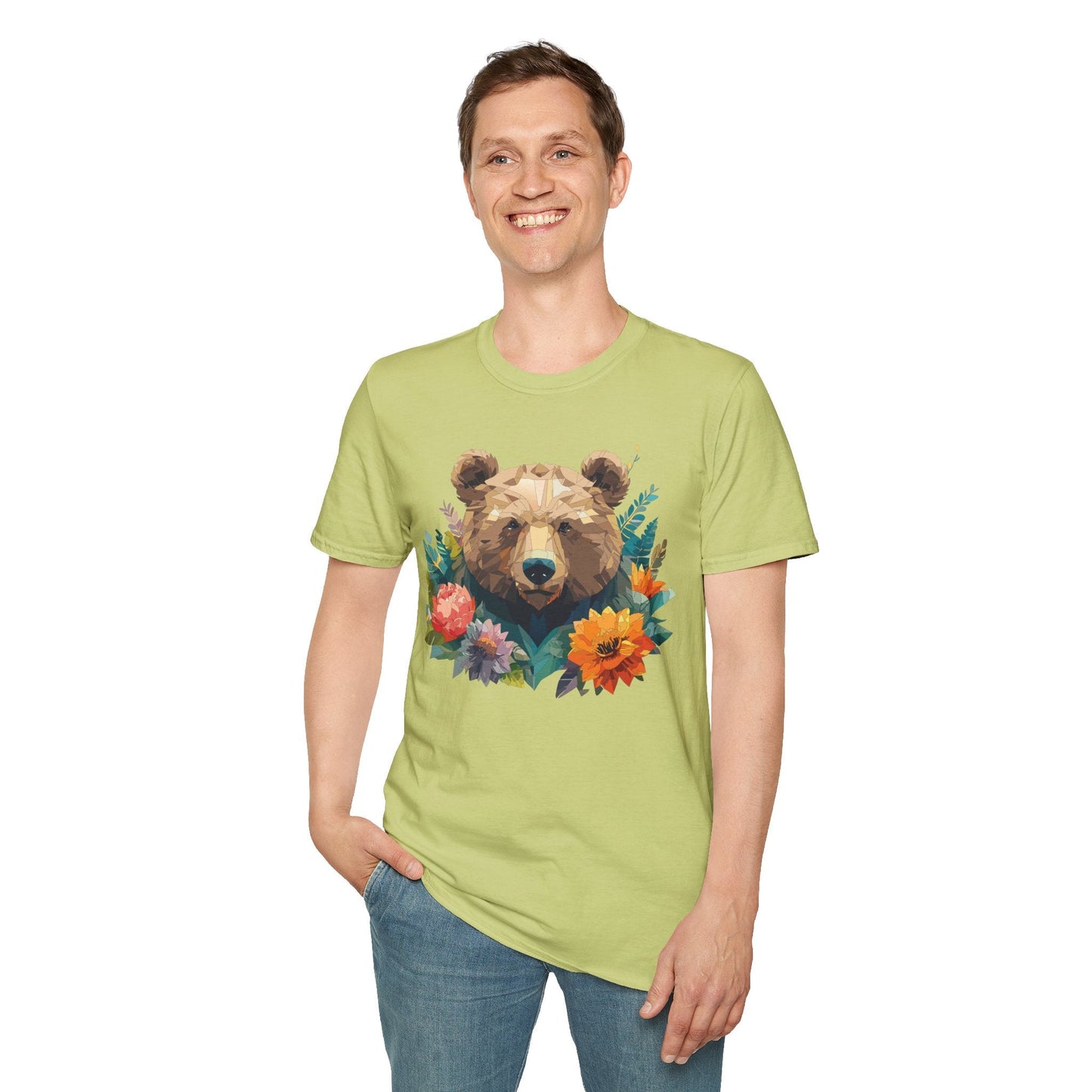 Bear T Shirt Unisex Softstyle Tee 100 Percent Ring Spun Cotton Gildan 64000 Comfortable