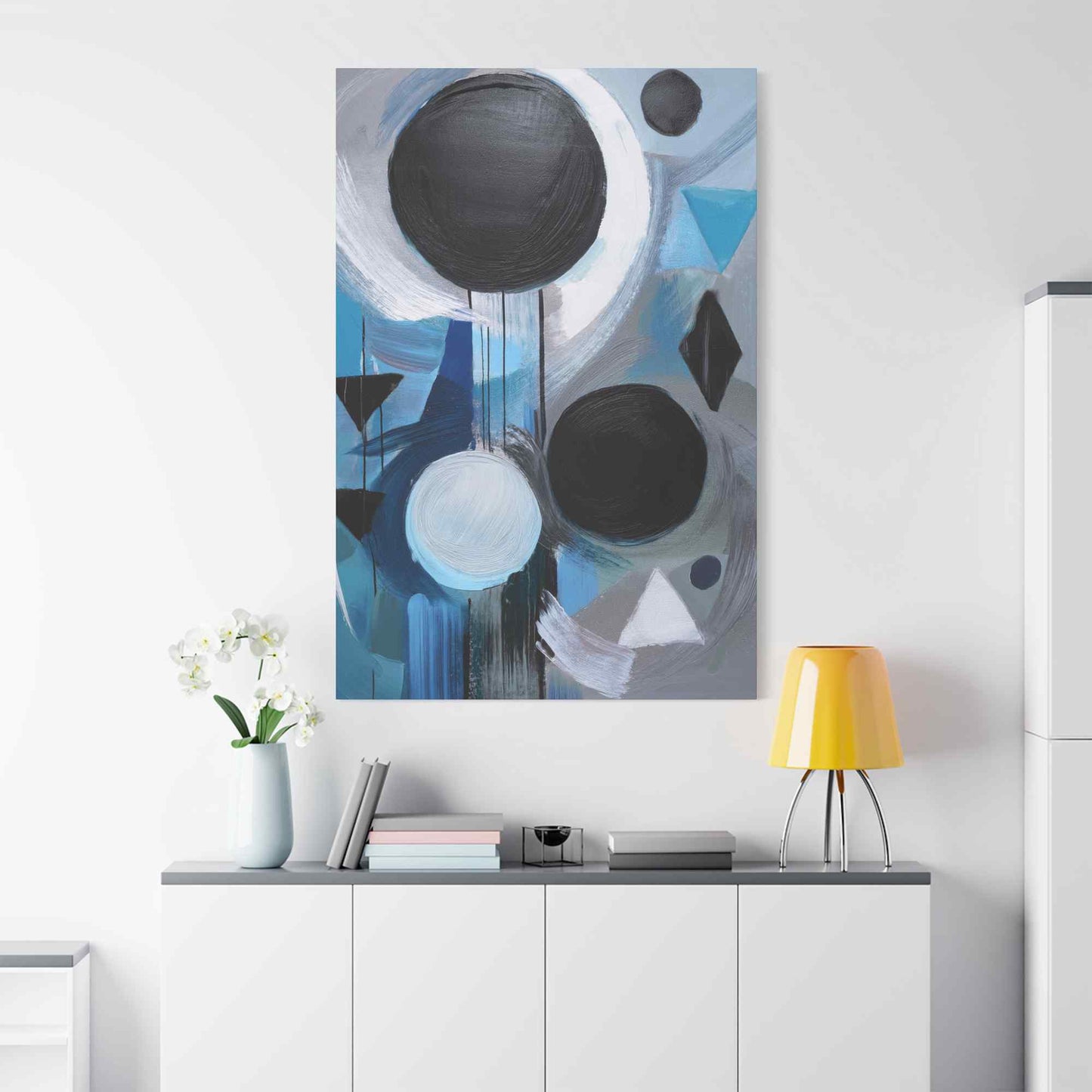 Blue Abstract Painting Print Canvas 20x24,20x30,24x30, 24x32,24x36,30x40, 32x48,36x48,40x60 Pine-Wood Inner Frame ABS-30