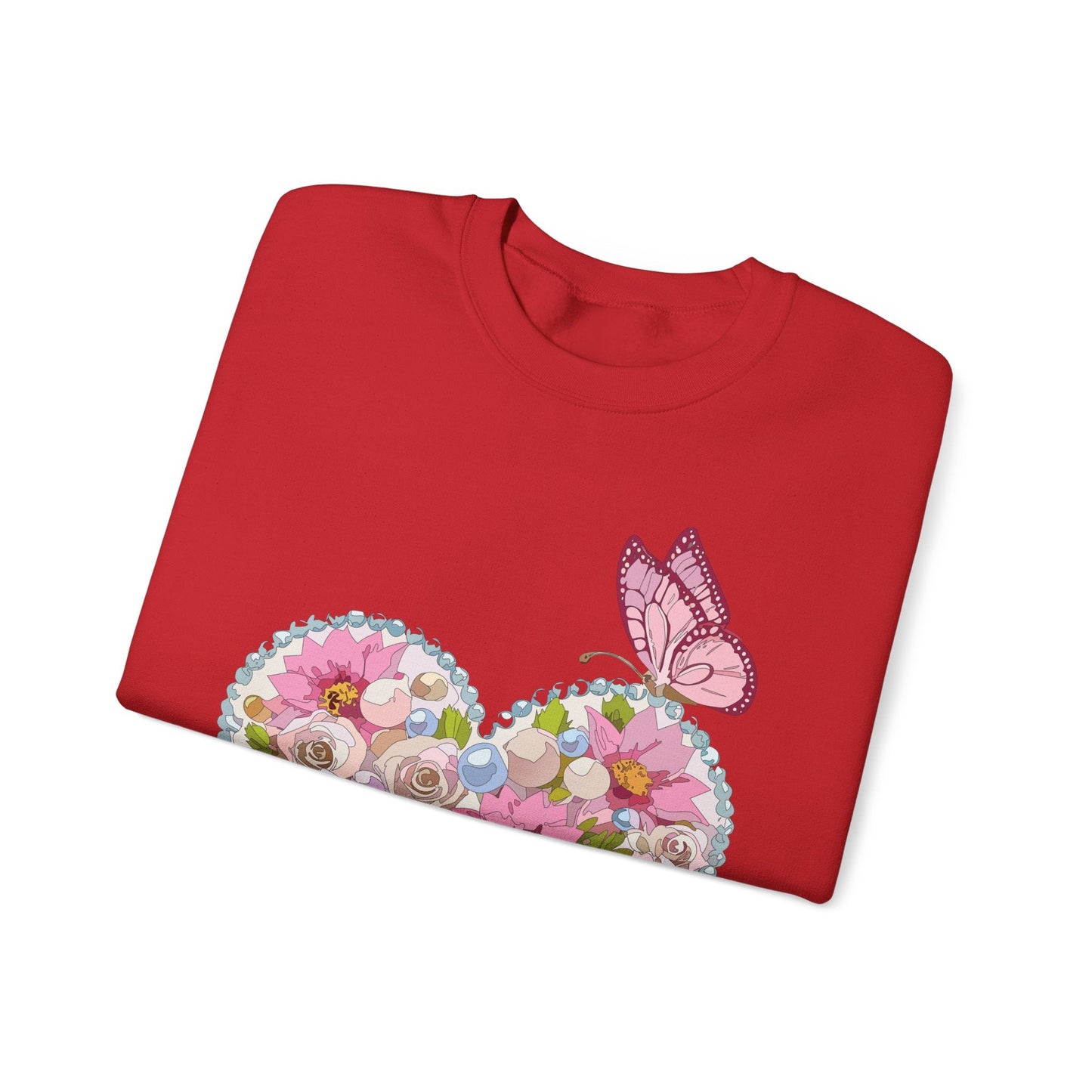 Floral Heart Sweatshirt Unisex Crewneck Valentines Day 50 50 Heavy Blend Gildan 18000