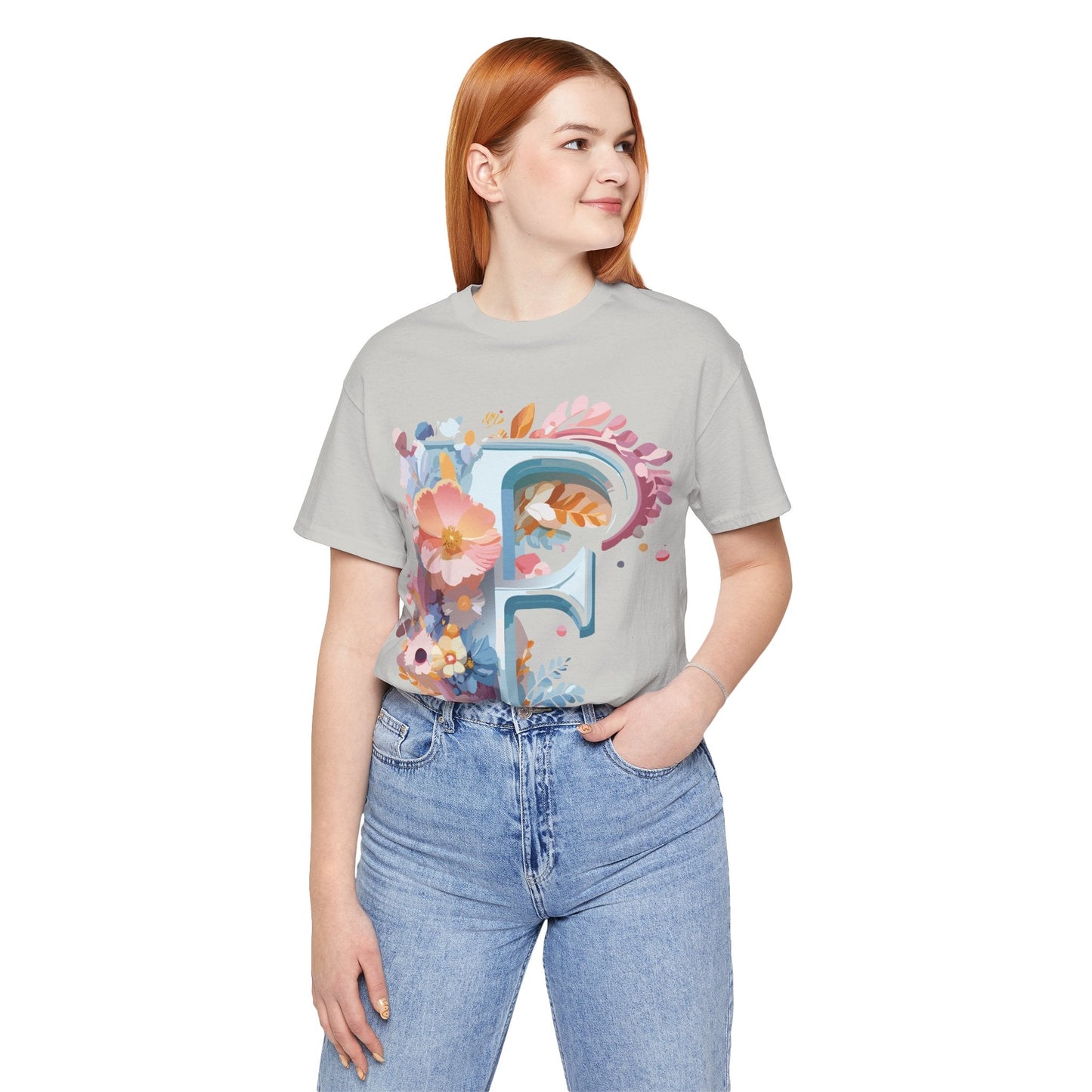 Letter F Shirt Unisex Graphic Tee Jersey Short Sleeve by Adelpha Vintage Inspired Art Design