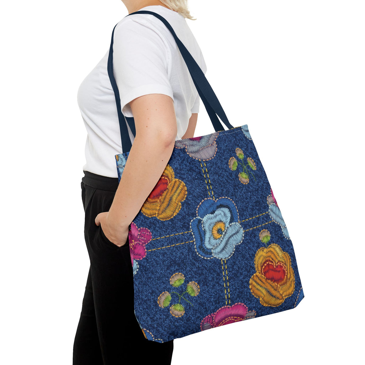 Denim Fabric Imitation Print Unisex Canvas Bag Poly Spun 3 Sizes Tote Bag 163