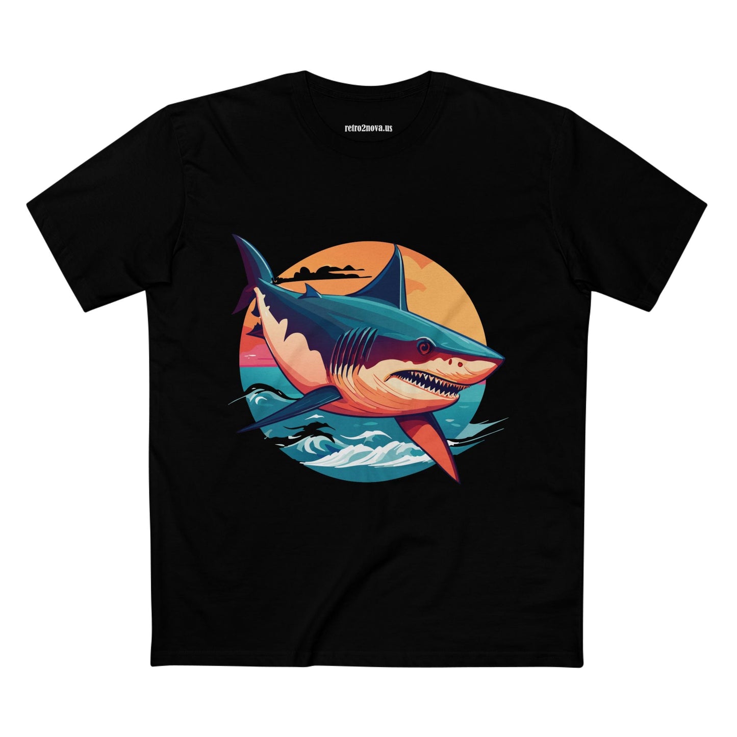 Shark Animal Shirt Unisex Premium Cotton Tee With Original Art Design by Retro2Nova Art Collection Series