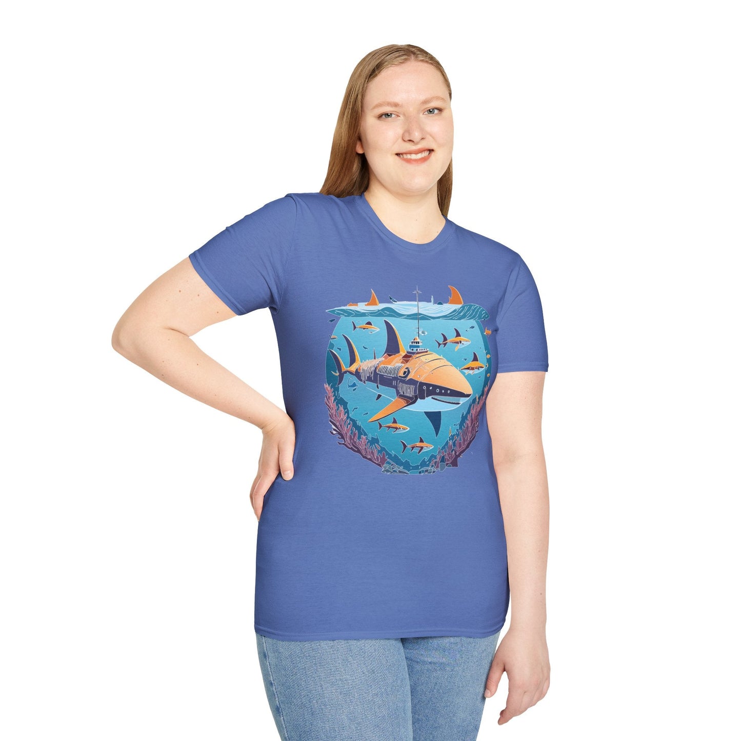 Ocean Tee Shirt Unisex Softstyle Cotton Tee 4.5 Oz Lightweight U Boat Theme Design