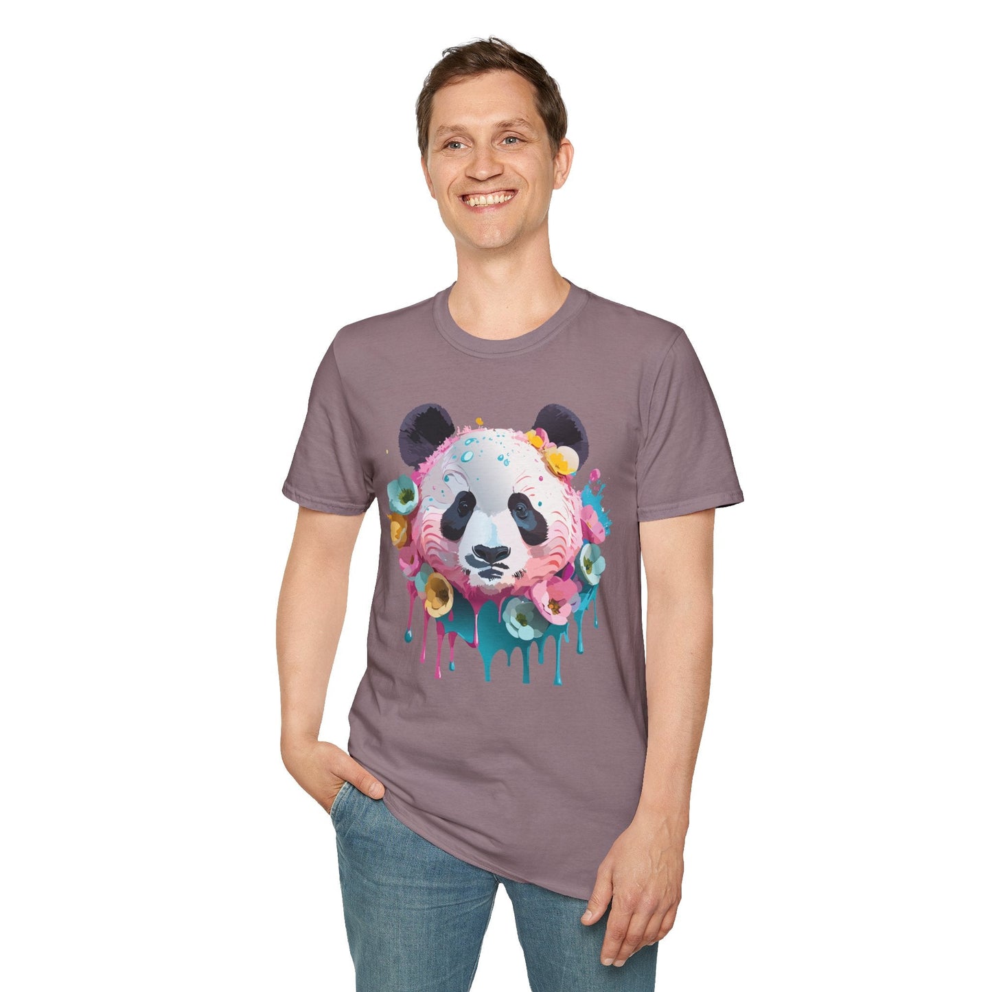 Panda Shirt Unisex T Shirt Graphic Tee Animal Print Gildan Softstyle 64000 100 Percent Cotton