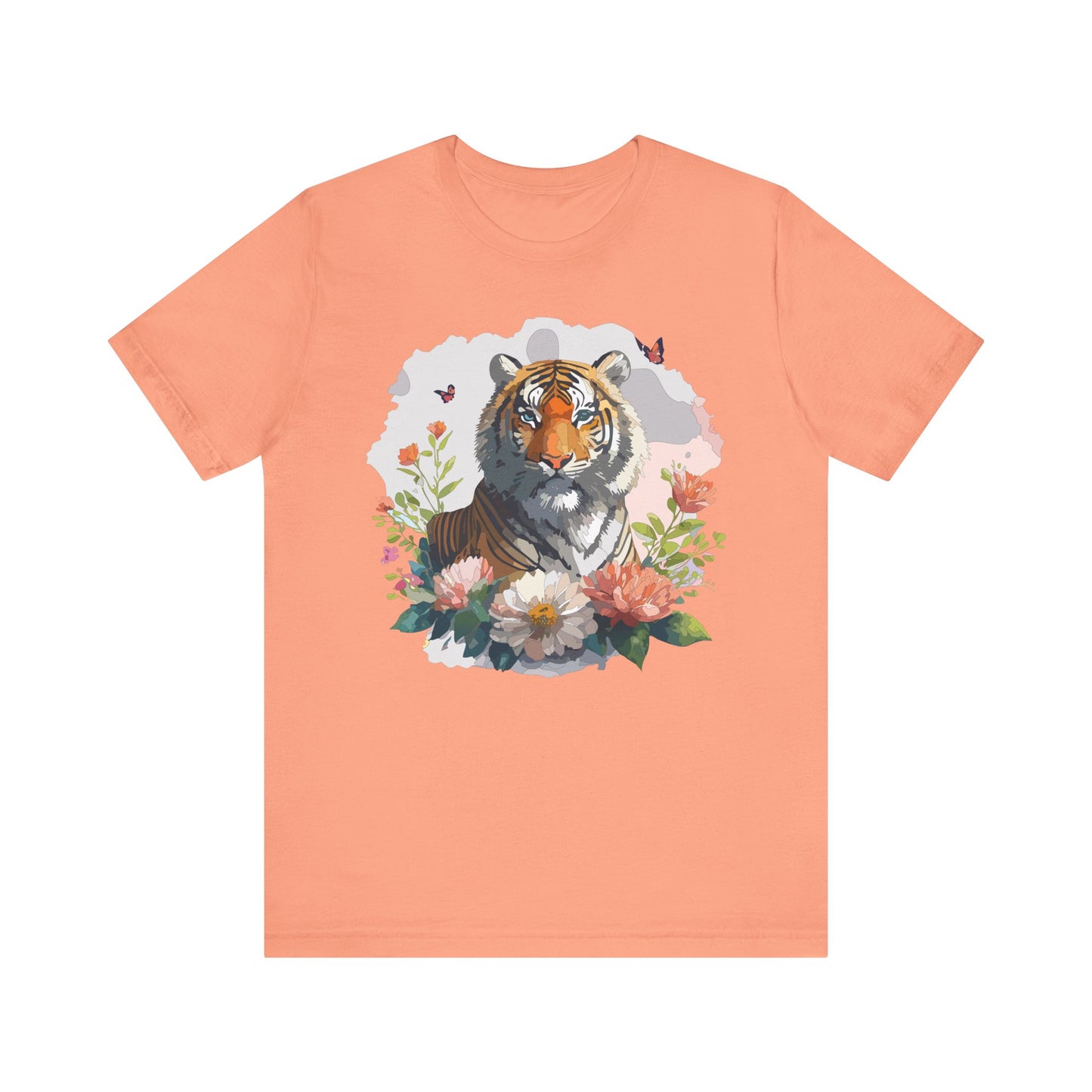 Floral Tiger Graphic Tee, Animal Shirt, Tiger Shirt, Flower Top, T-Shirt with Animal, Art Design
