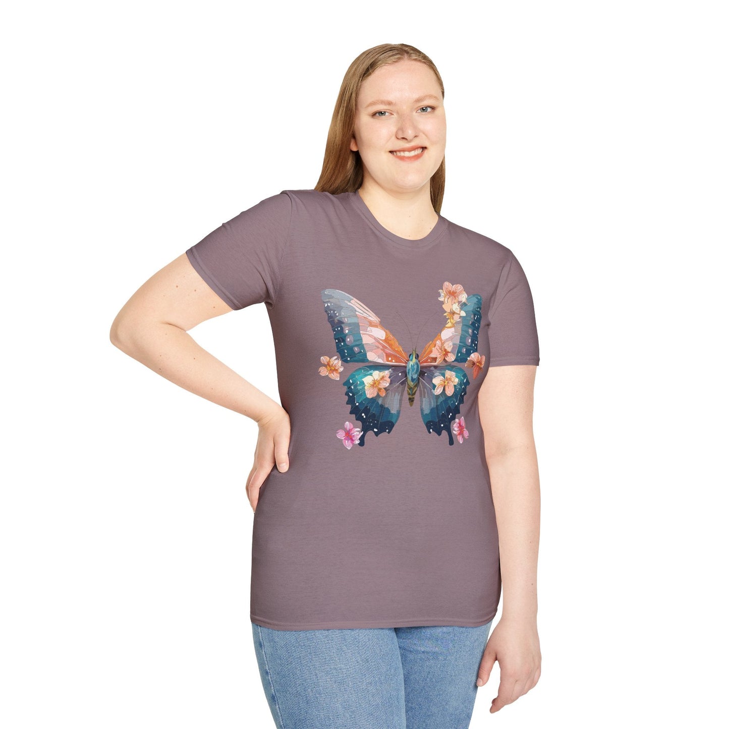 Butterfly Shirt Unisex T Shirt Monarch Print Gildan Softstyle 64000 Ring Spun Cotton Tee