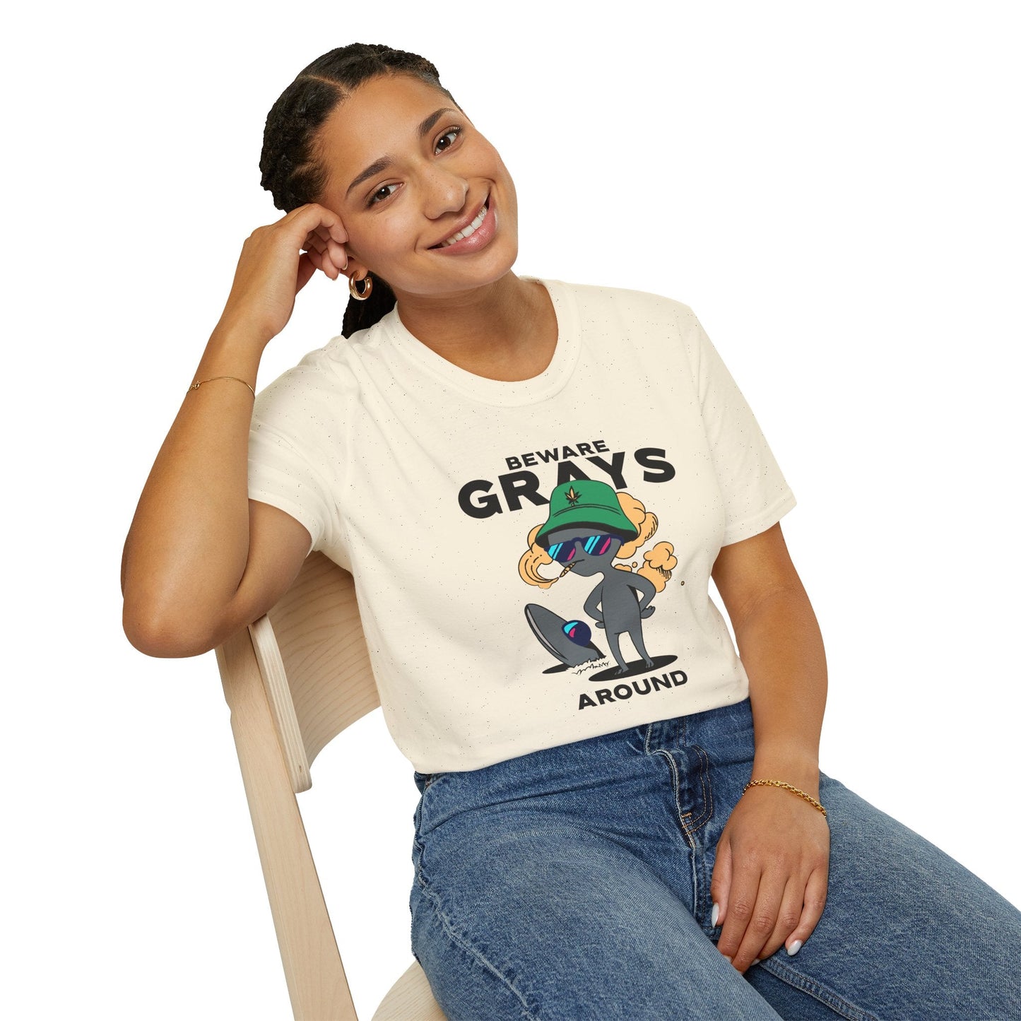Funny Aliens UFO Graphic Unisex Cotton T-Shirt  18