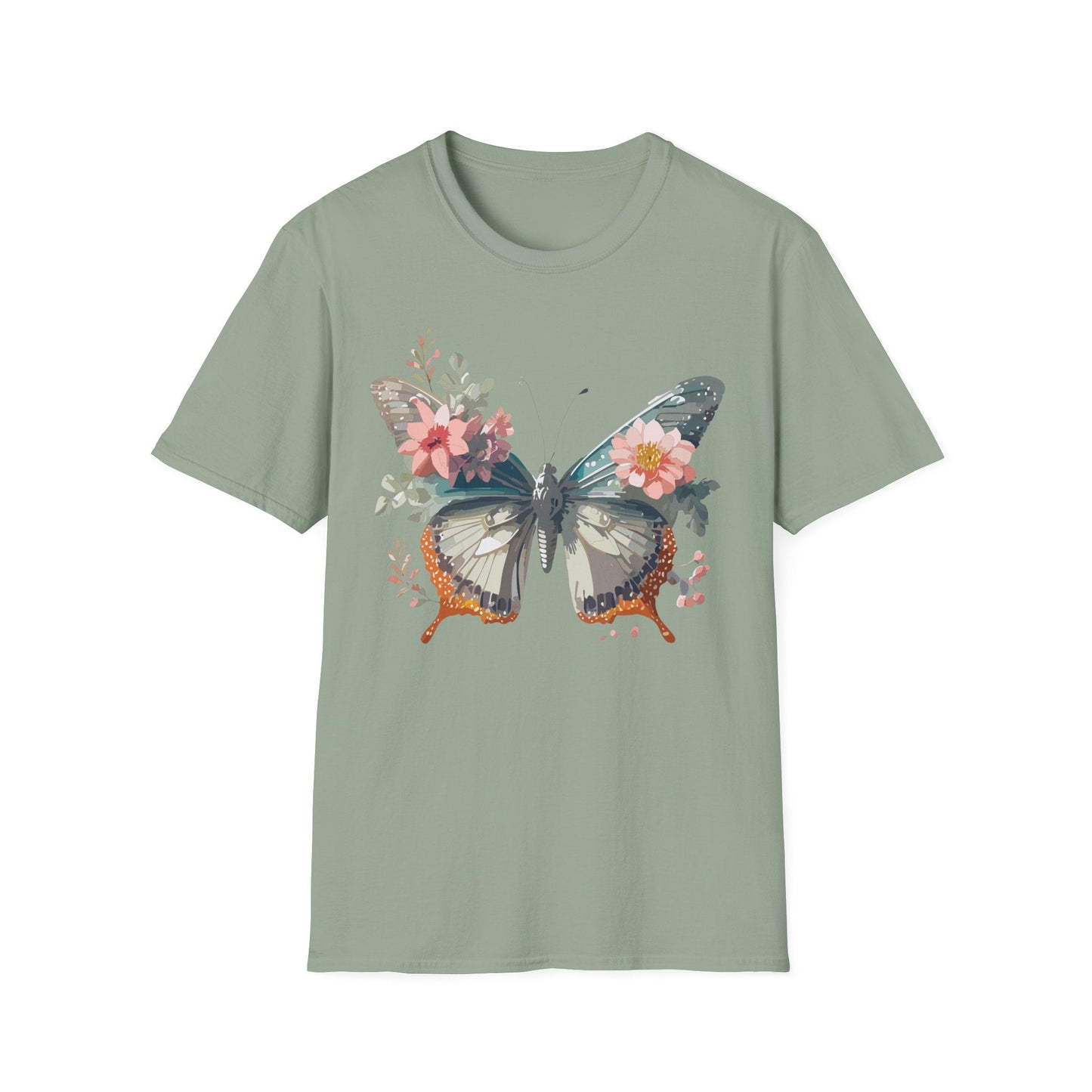 Butterfly Shirt Unisex Softstyle T Shirt Gildan 64000 Lightweight Ring Spun Cotton Monarch Design