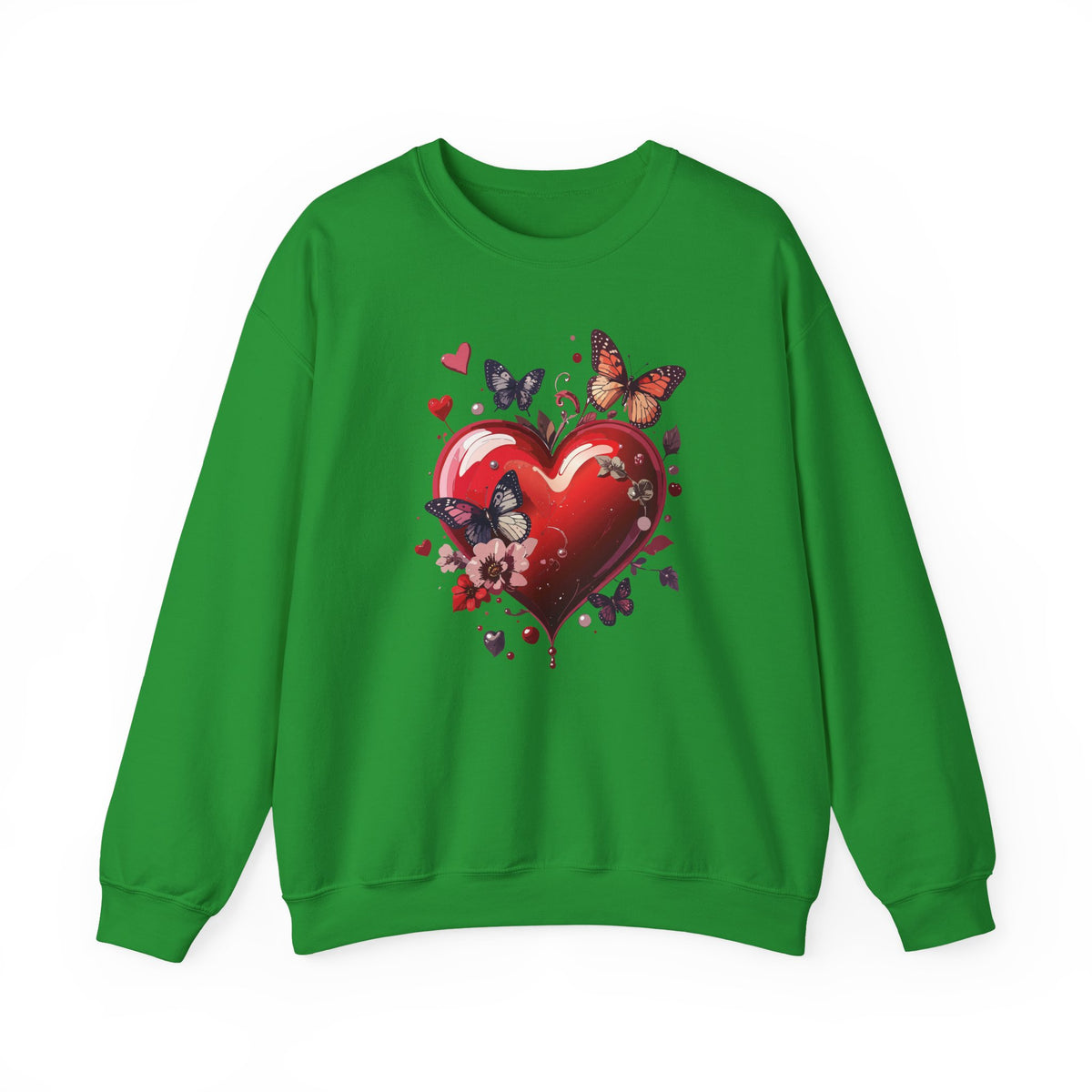Big Red Heart Sweatshirt, Floral Red Heart Sweatshirt, Floral Love Sweatshirt, Valentine's Day Sweatshirt, Heart Floral Sweatshirt 105