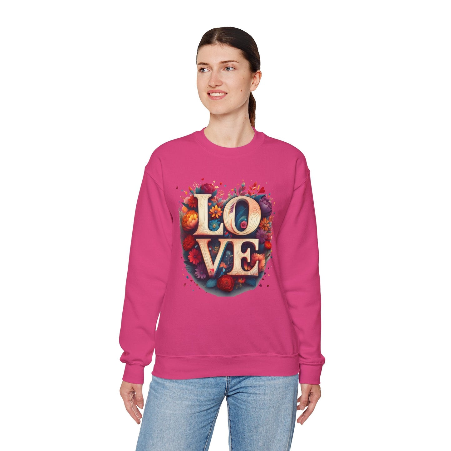 Floral Love Sweatshirt Unisex Valentines Day Gift Love Flower Crewneck Sweatshirt
